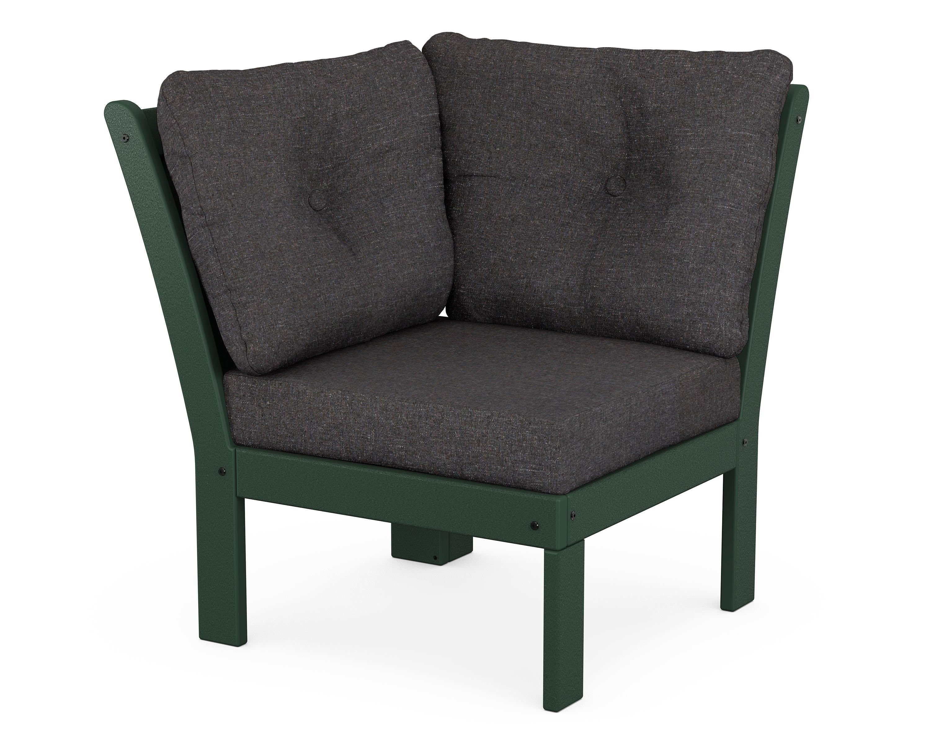 POLYWOOD® Vineyard Modular Corner Chair in Green / Ash Charcoal