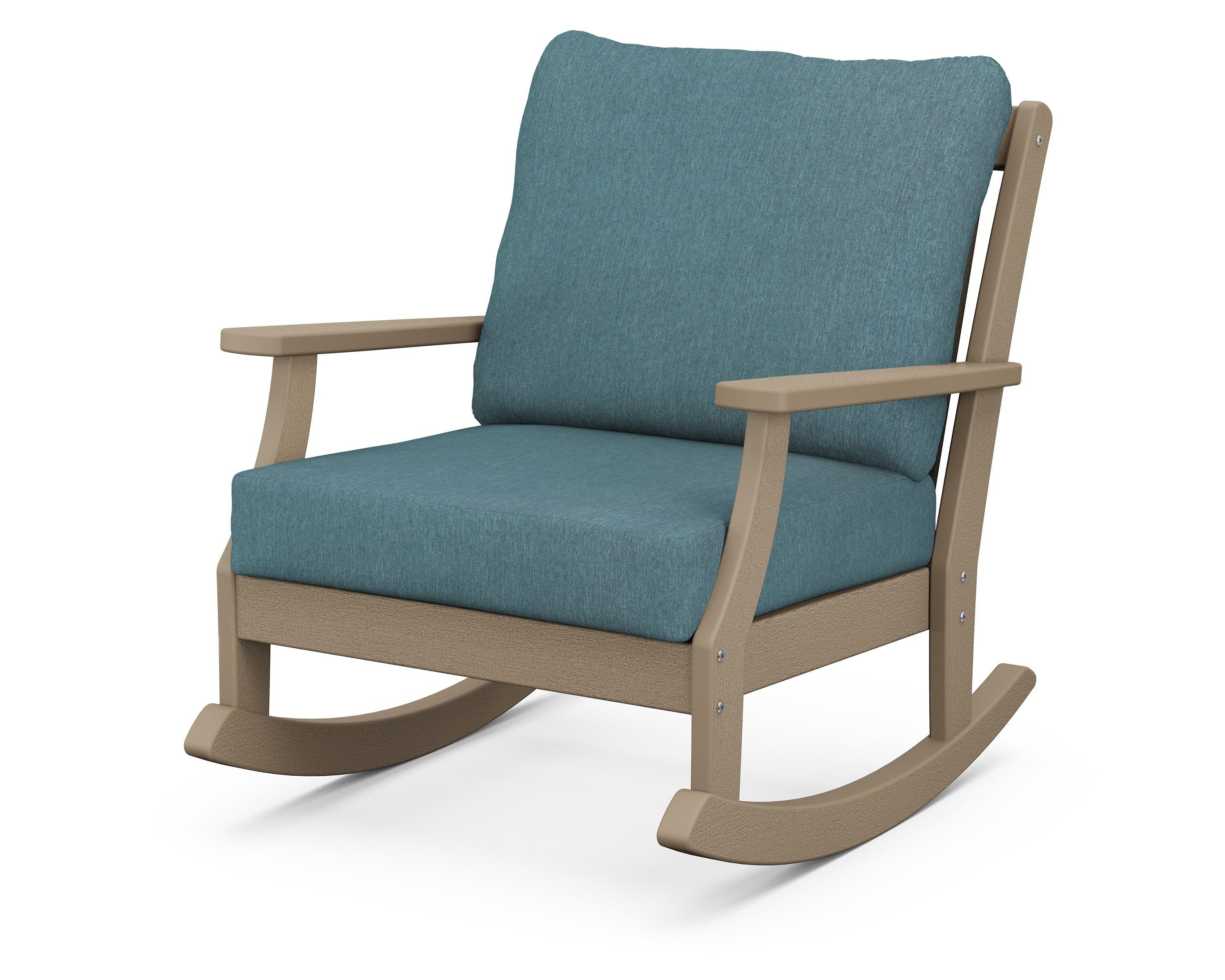 POLYWOOD® Braxton Deep Seating Rocking Chair in Vintage Sahara / Ocean Teal