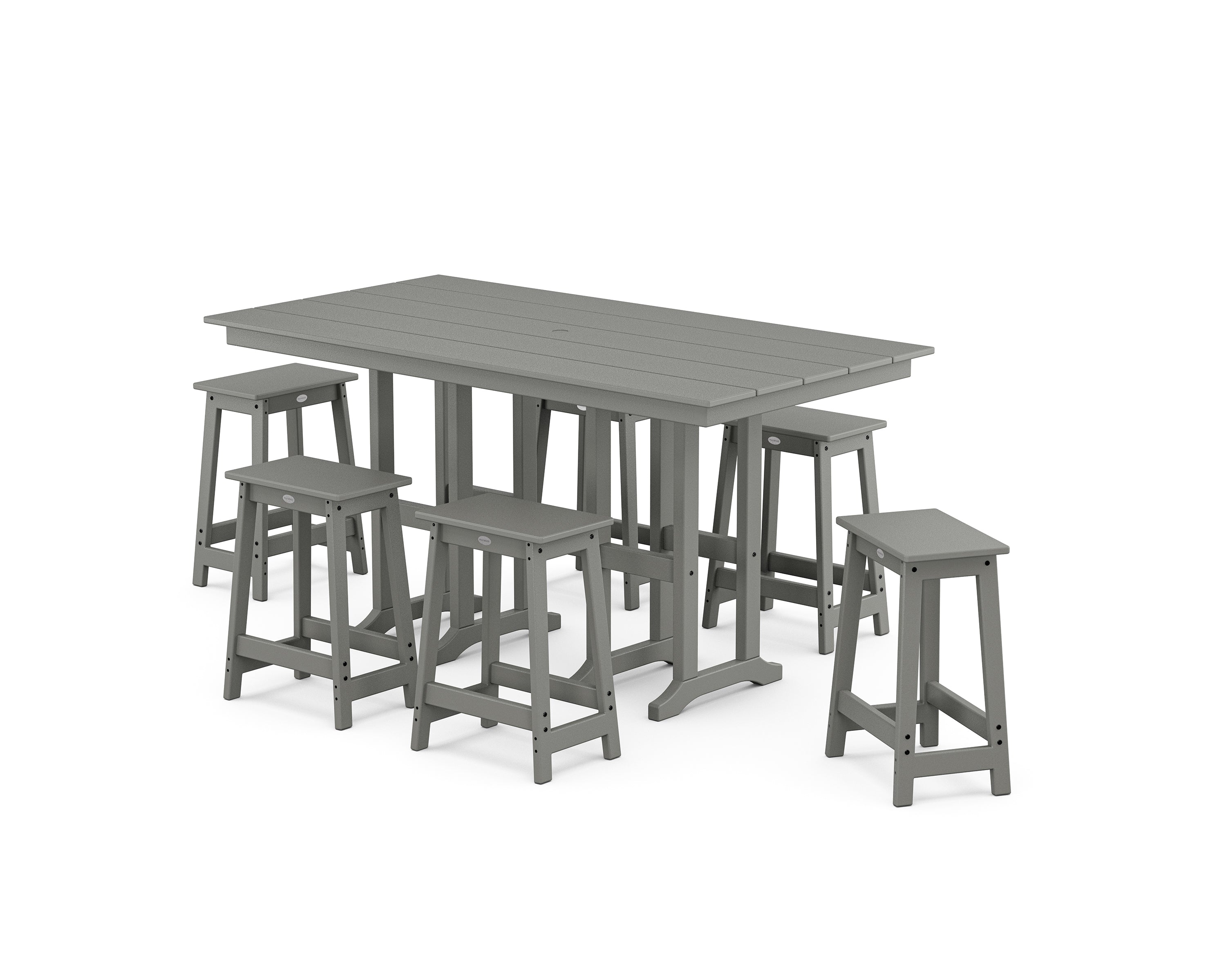 POLYWOOD® Modern Studio Counter Stool 7-Piece Set in Slate Grey