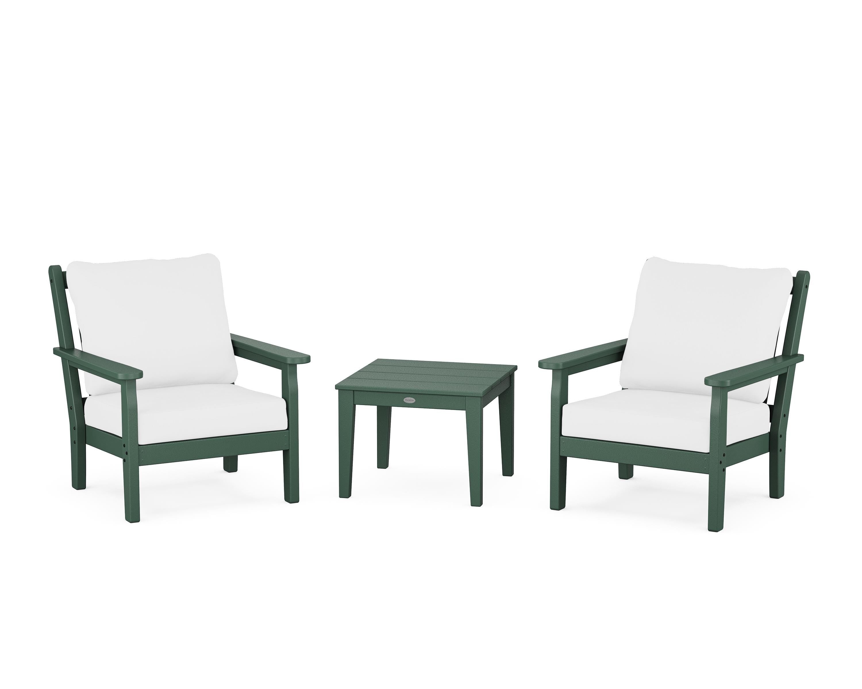 POLYWOOD® Chippendale 3-Piece Deep Seating Set in Green / Natural