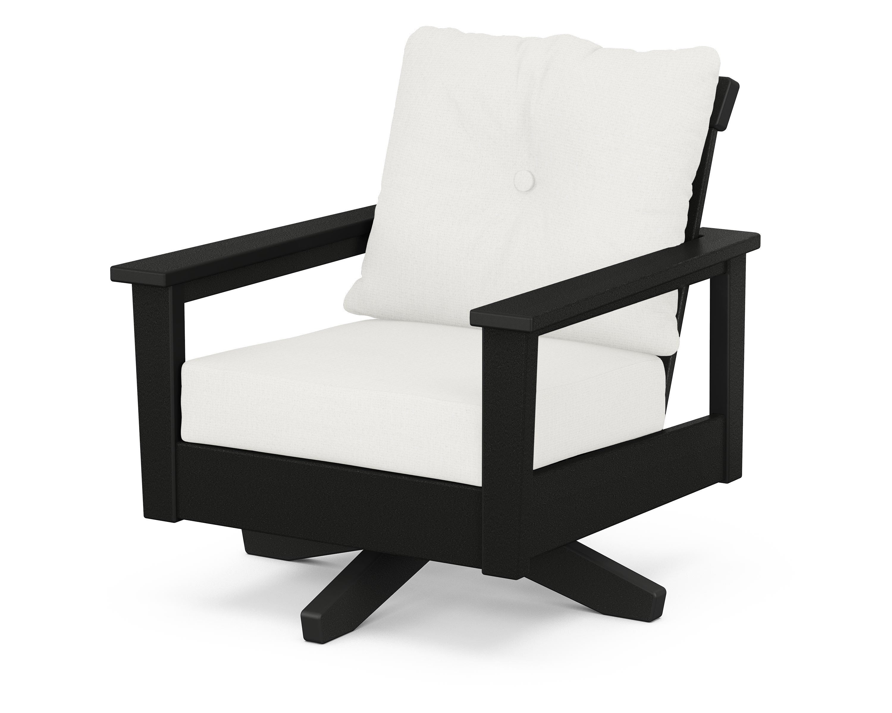 POLYWOOD® Prescott Deep Seating Swivel Chair in Black / Natural Linen