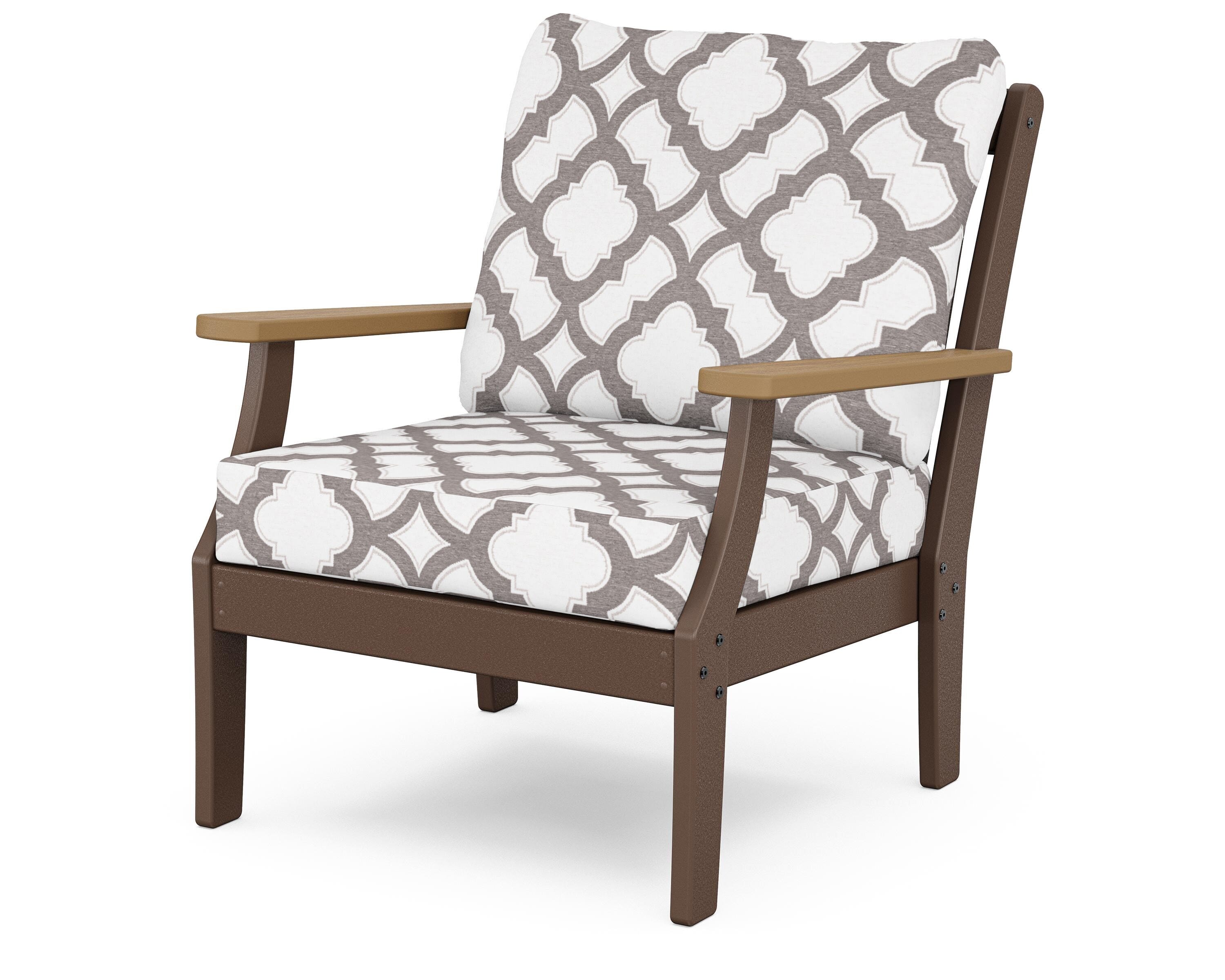 POLYWOOD® Braxton Deep Seating Chair in Mahogany / Natural / Trellis Grey Mist