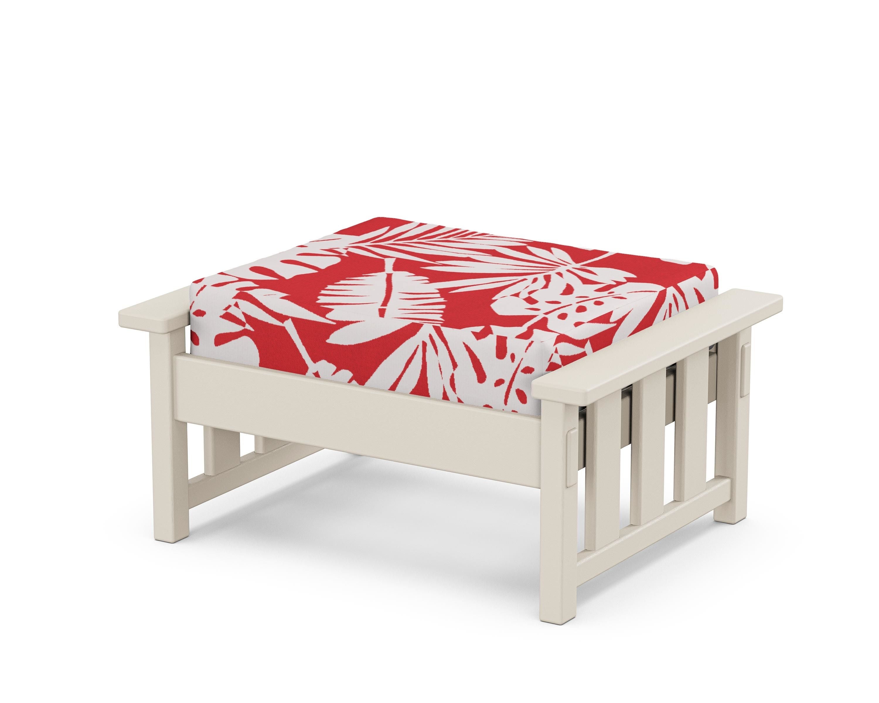 Martha Stewart by POLYWOOD® Acadia Deep Seating Ottoman in Sand / Leaf Crimson