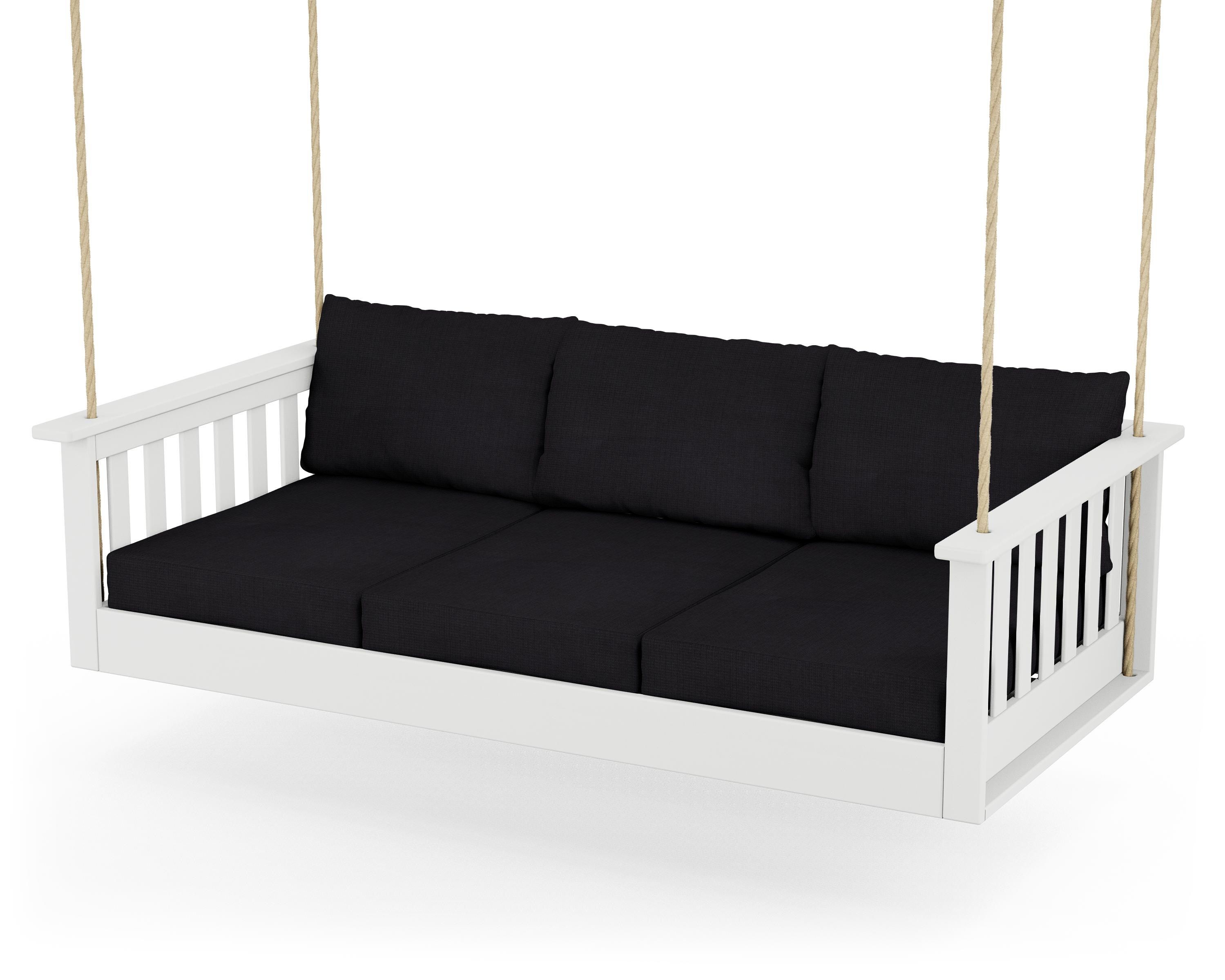 POLYWOOD® Vineyard Daybed Swing in White / Midnight Linen