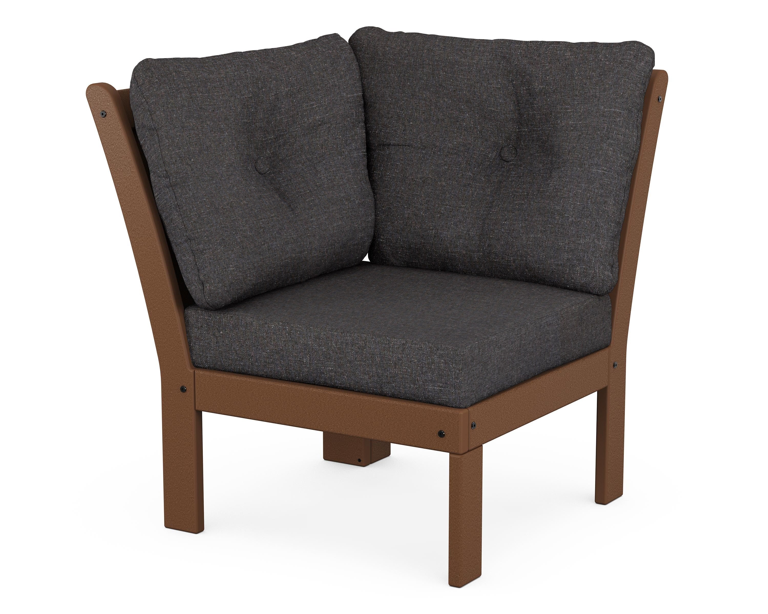 POLYWOOD® Vineyard Modular Corner Chair in Teak / Ash Charcoal