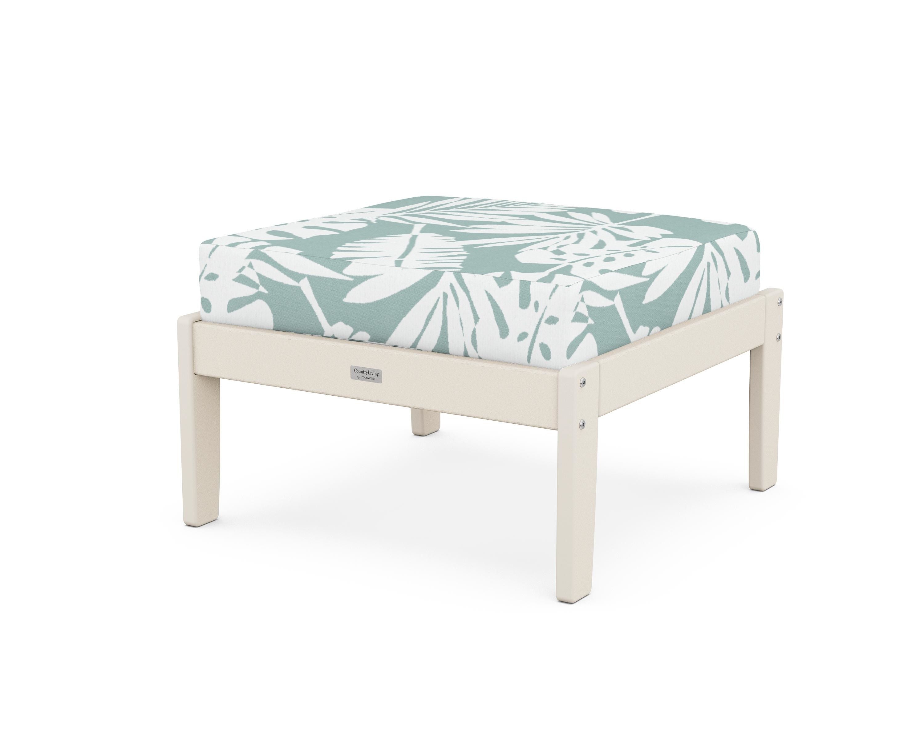 Country Living Cottage Deep Seating Ottoman in Sand / Leaf Glacier Spa