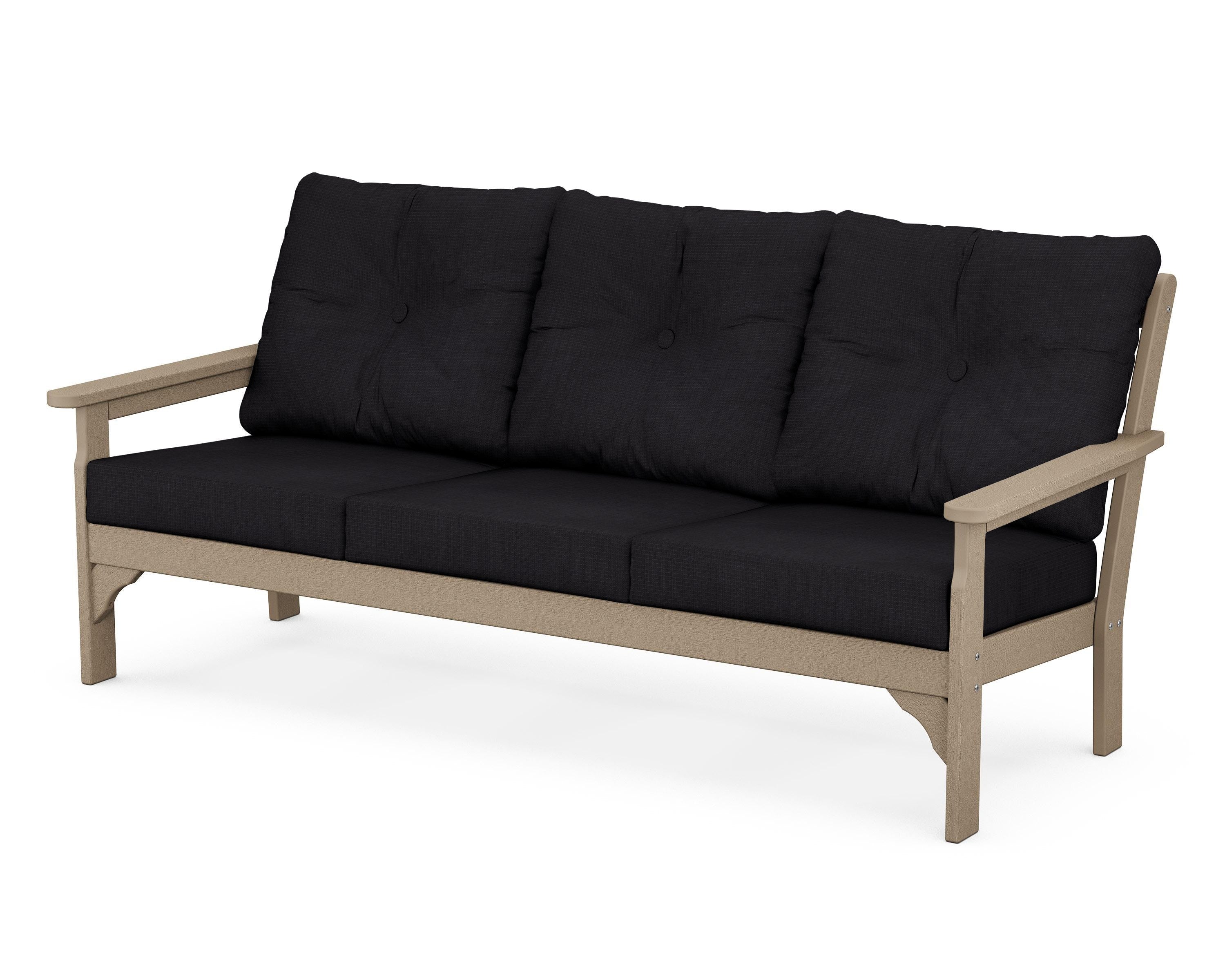POLYWOOD® Vineyard Deep Seating Sofa in Vintage Sahara / Midnight Linen