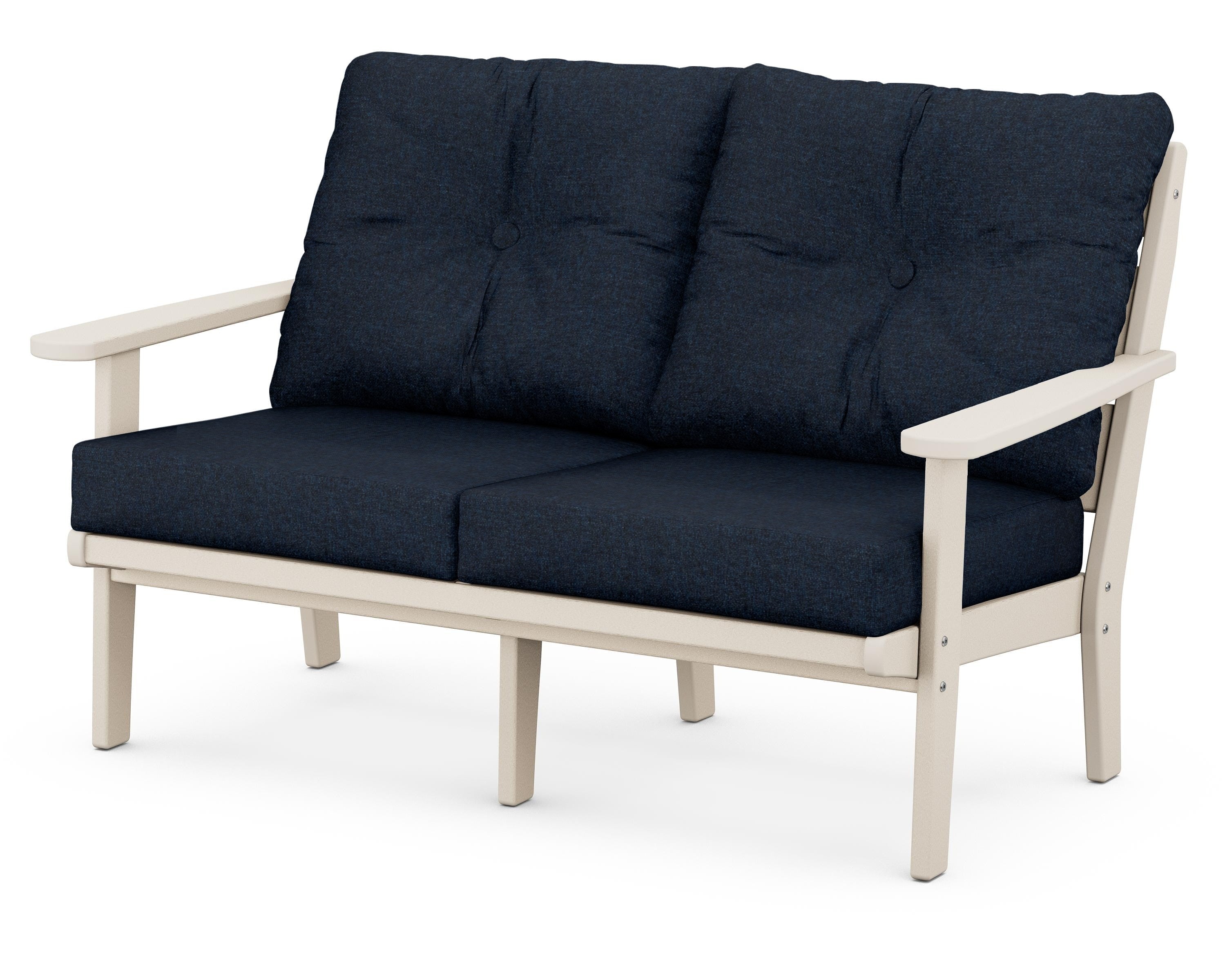 POLYWOOD® Lakeside Deep Seating Loveseat in Sand / Marine Indigo