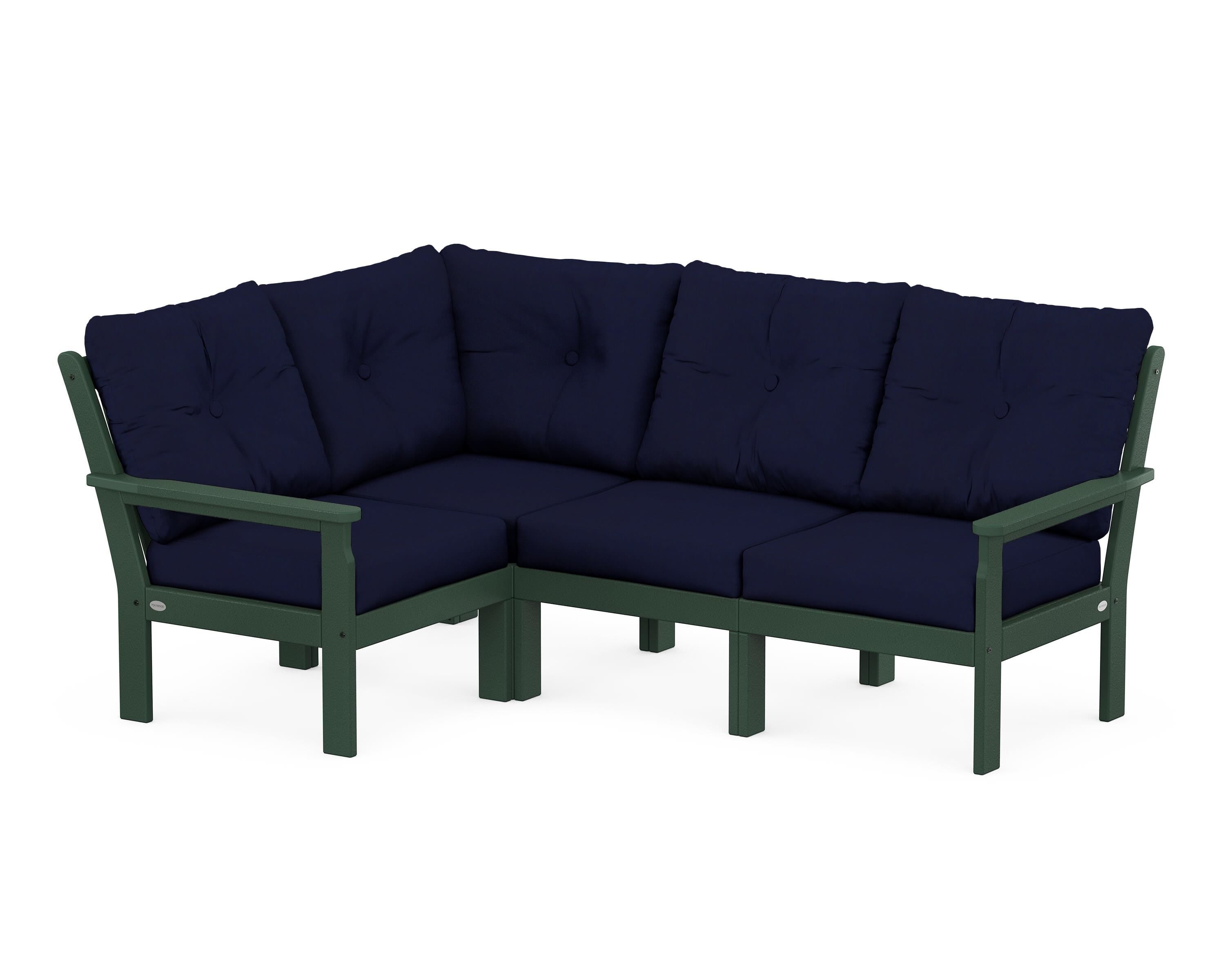 POLYWOOD® Vineyard 4-Piece Sectional in Green / Navy
