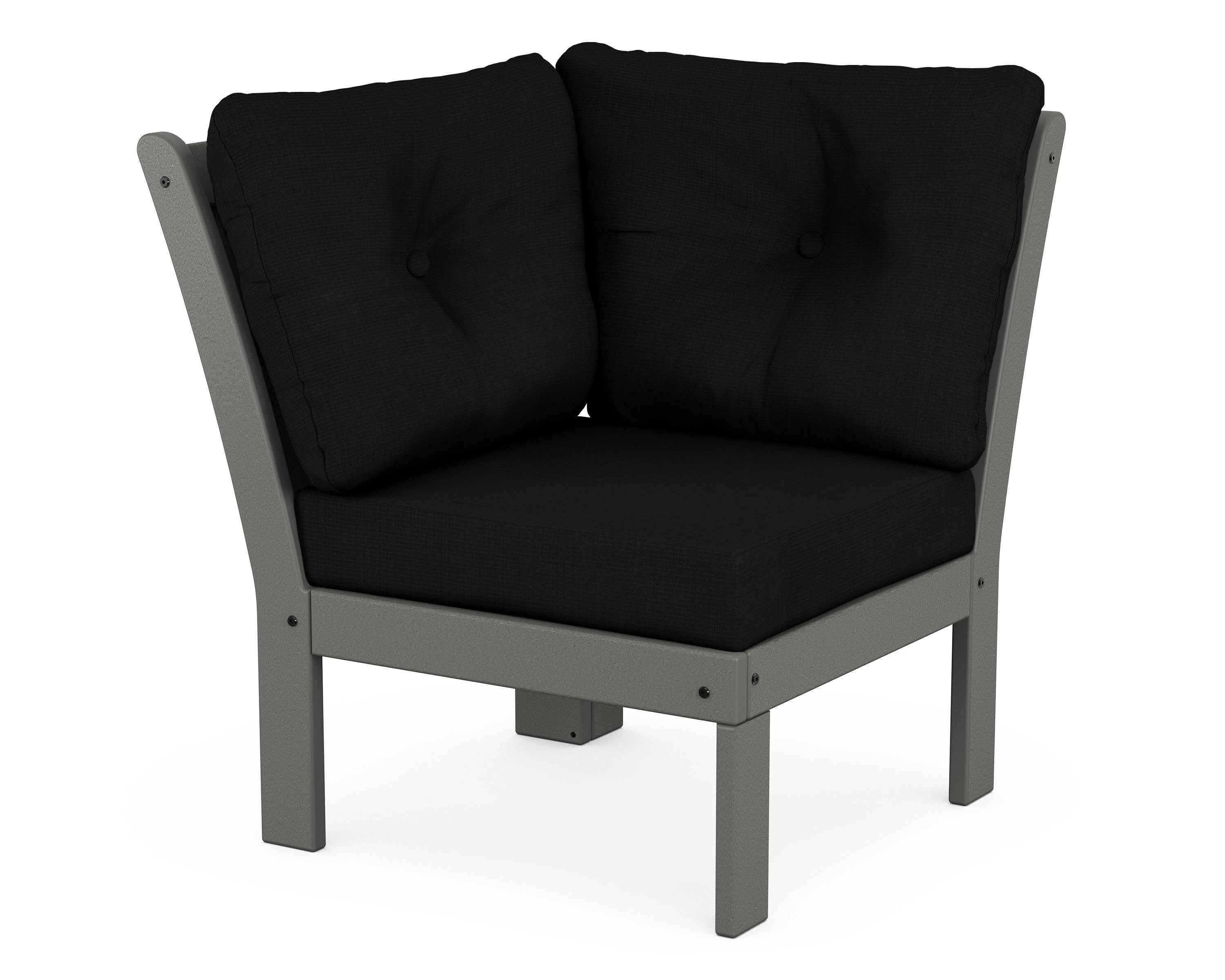 POLYWOOD® Vineyard Modular Corner Chair in Slate Grey / Midnight Linen