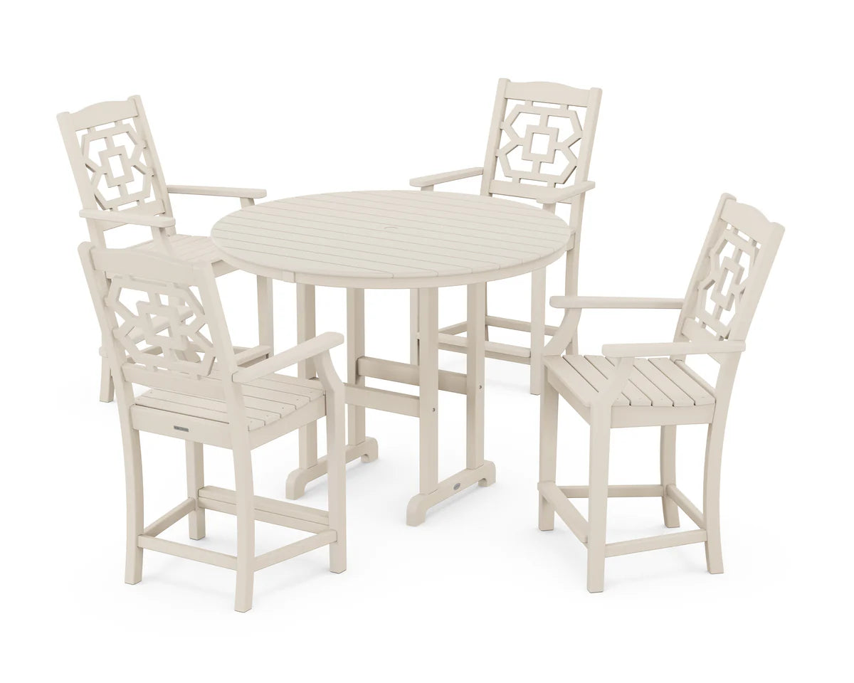 Chinoiserie 5-Piece Round Farmhouse Counter Set