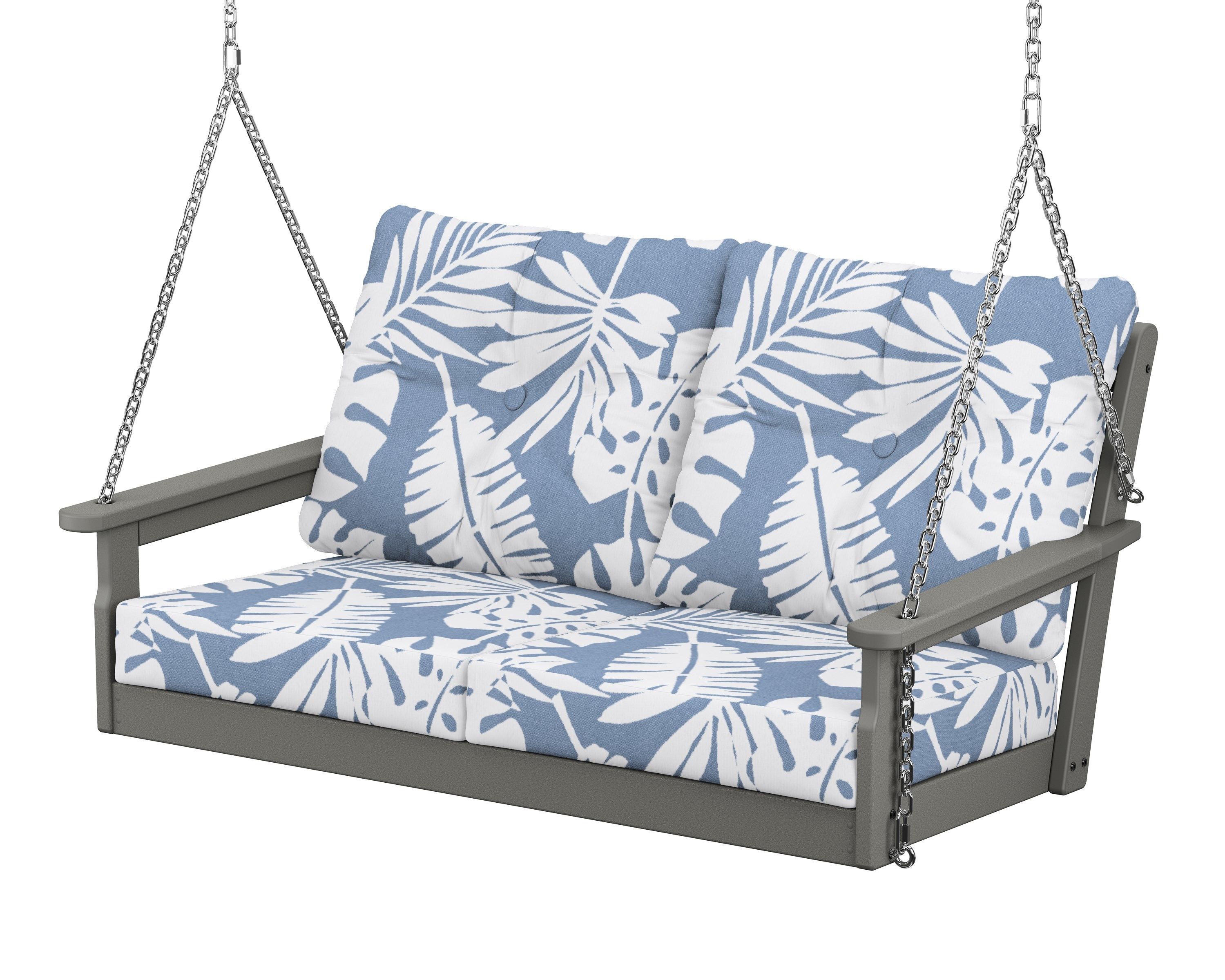 POLYWOOD® Vineyard Deep Seating Swing in Slate Grey / Leaf Sky Blue