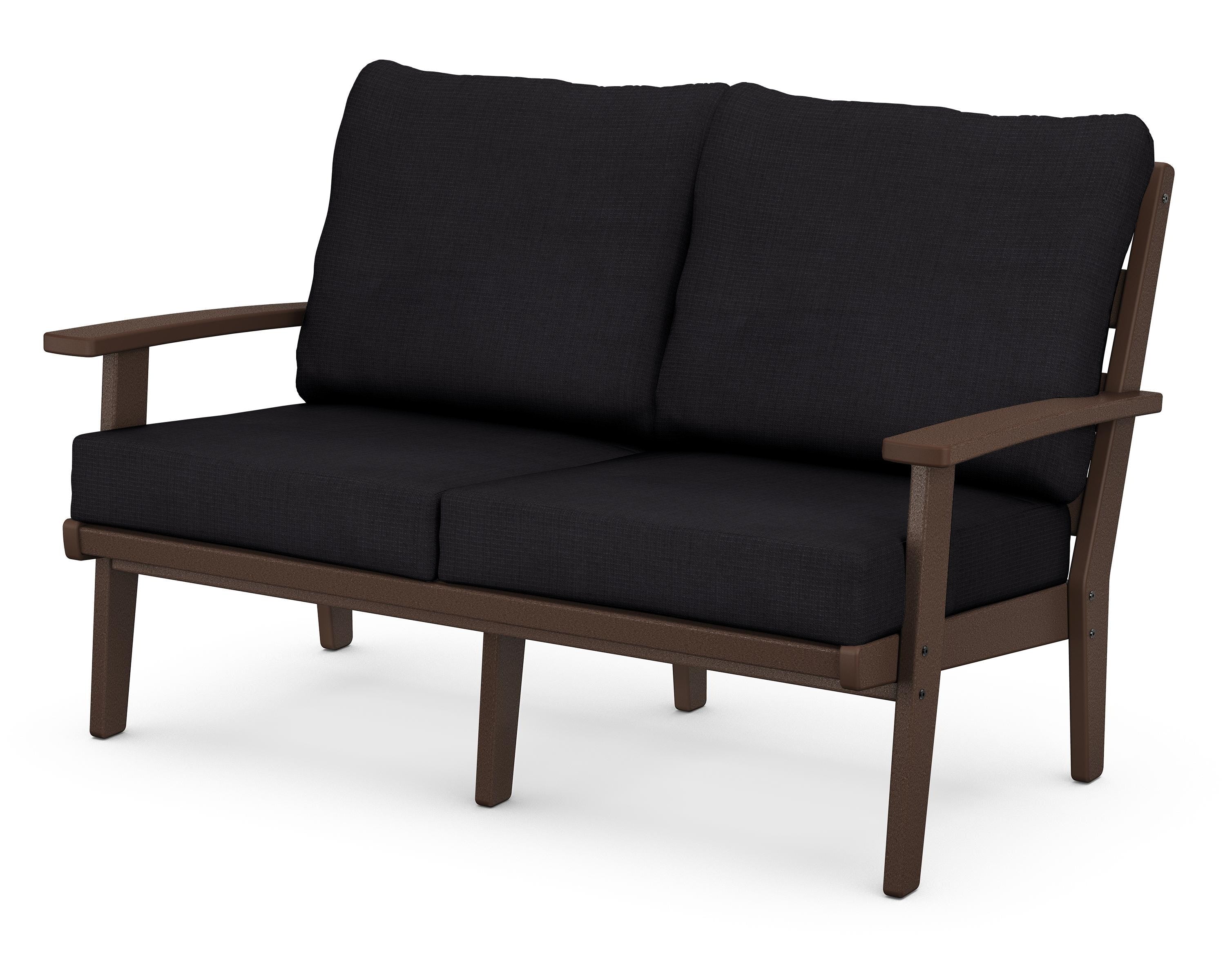 POLYWOOD® Grant Park Deep Seating Loveseat in Mahogany / Midnight Linen