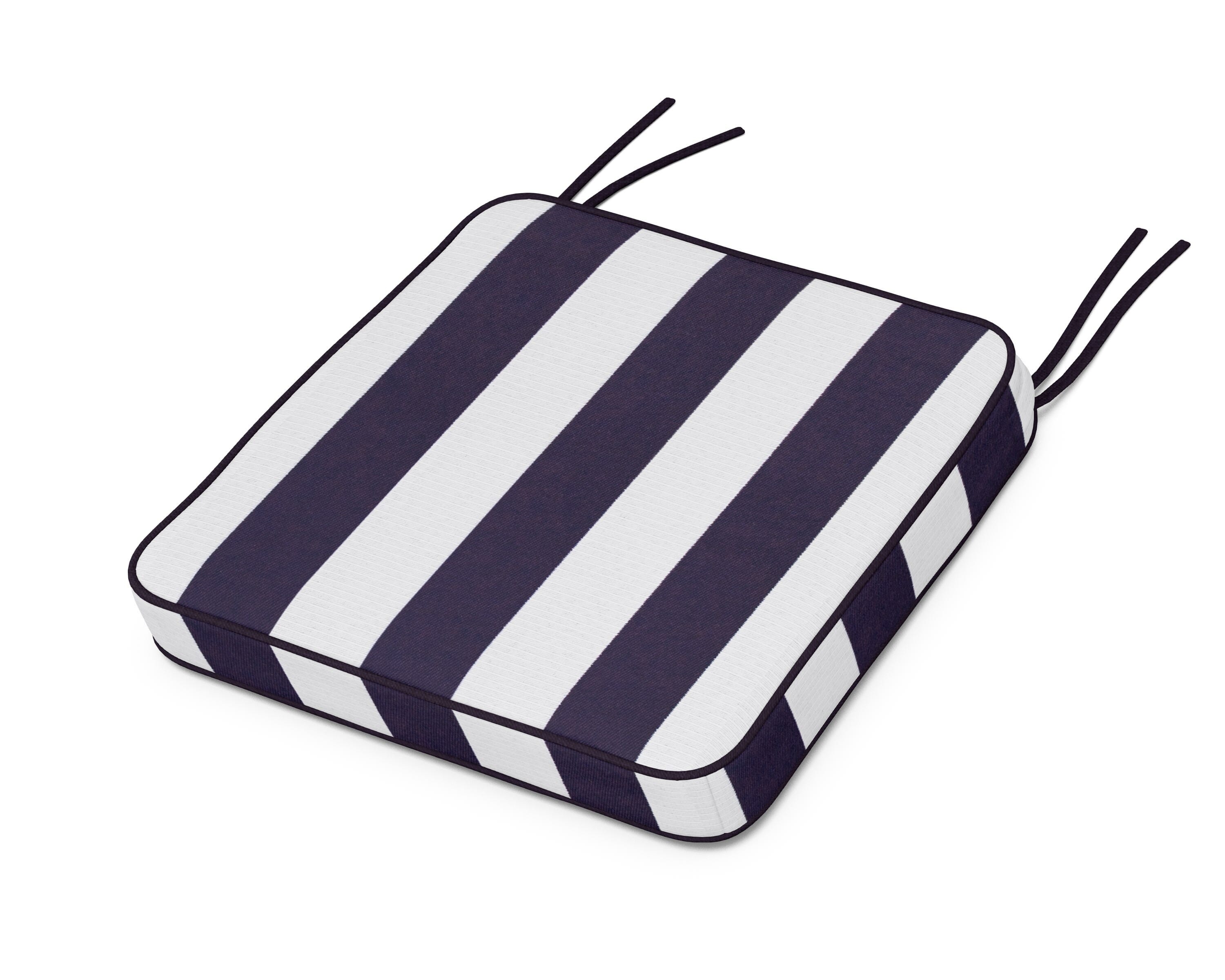 Martha Stewart by POLYWOOD® Chinoiserie Side Chair Seat Cushion in Cabana Stripe Navy