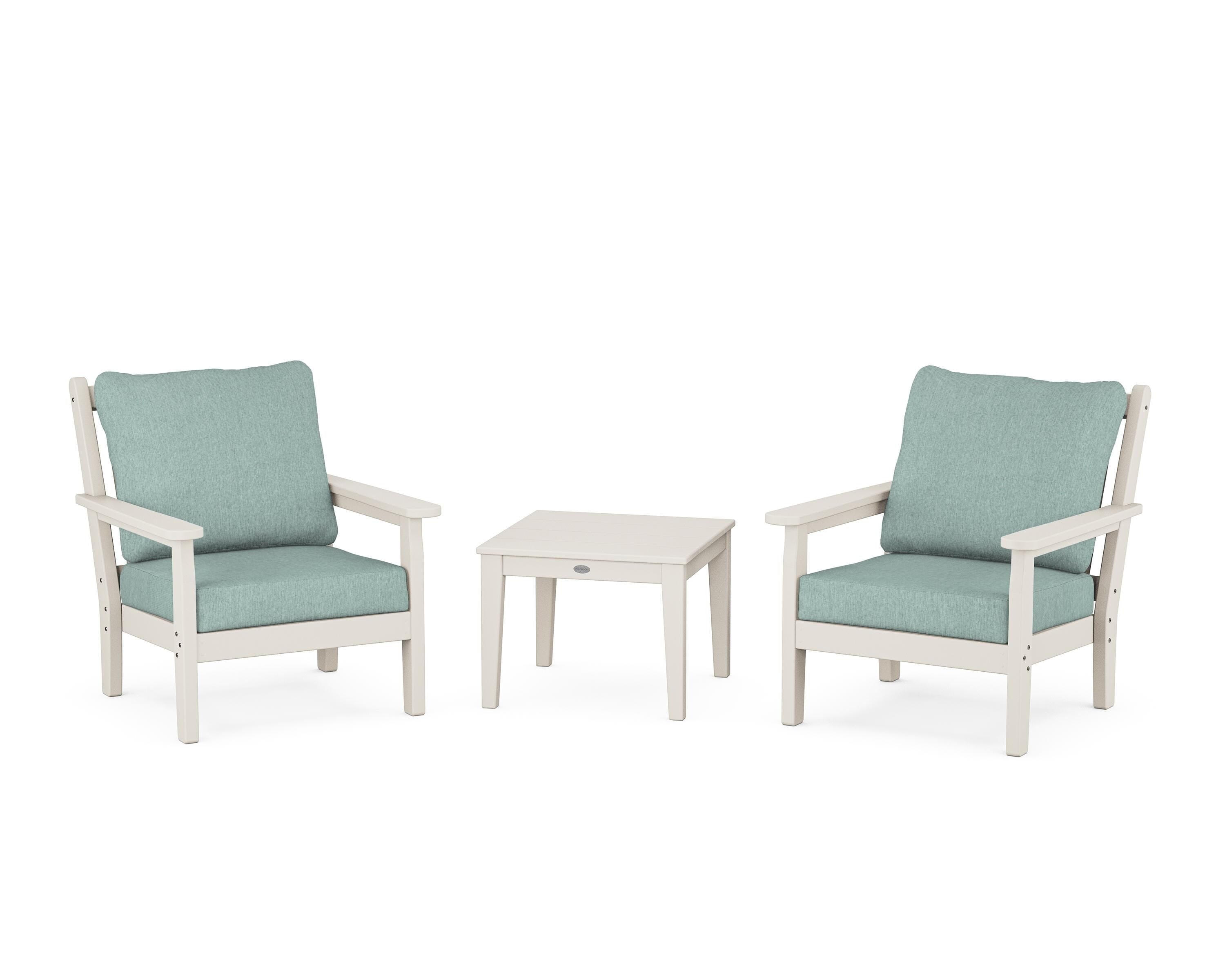 POLYWOOD® Chippendale 3-Piece Deep Seating Set in Sand / Glacier Spa