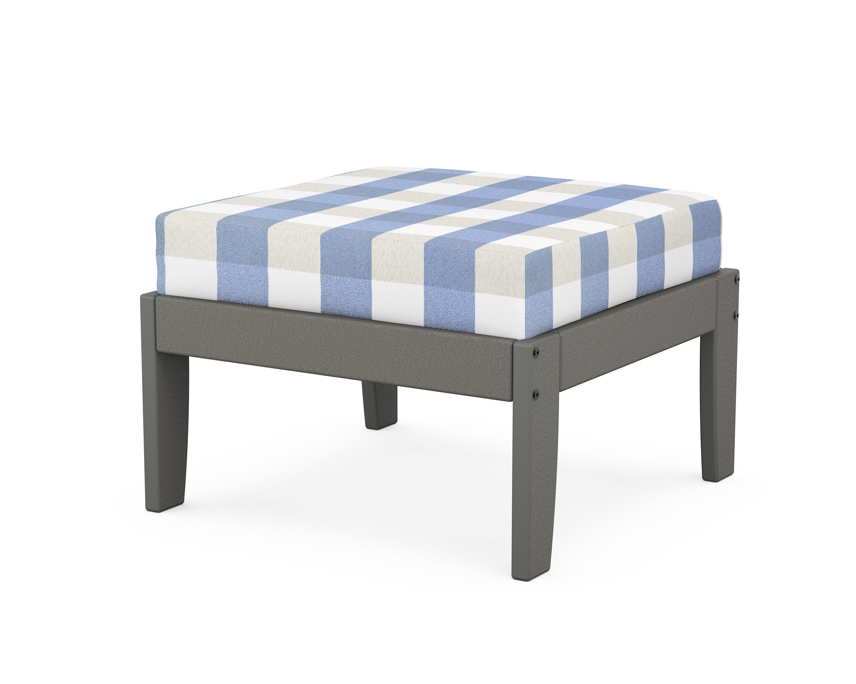 Unbranded Modular Ottoman - Classic in Slate Grey / Buffalo Plaid Sky Blue