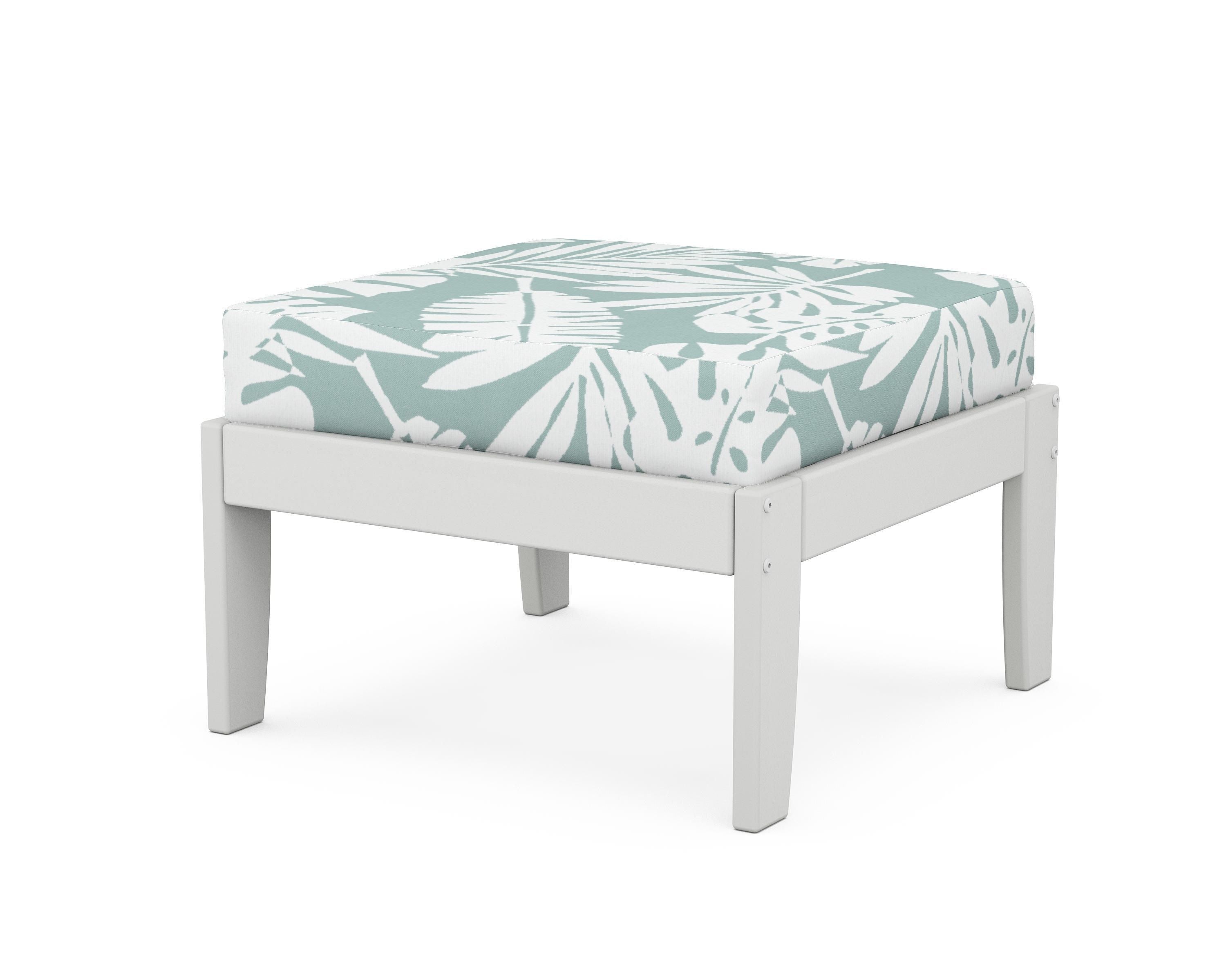 Unbranded Modular Ottoman - Classic in White / Leaf Glacier Spa