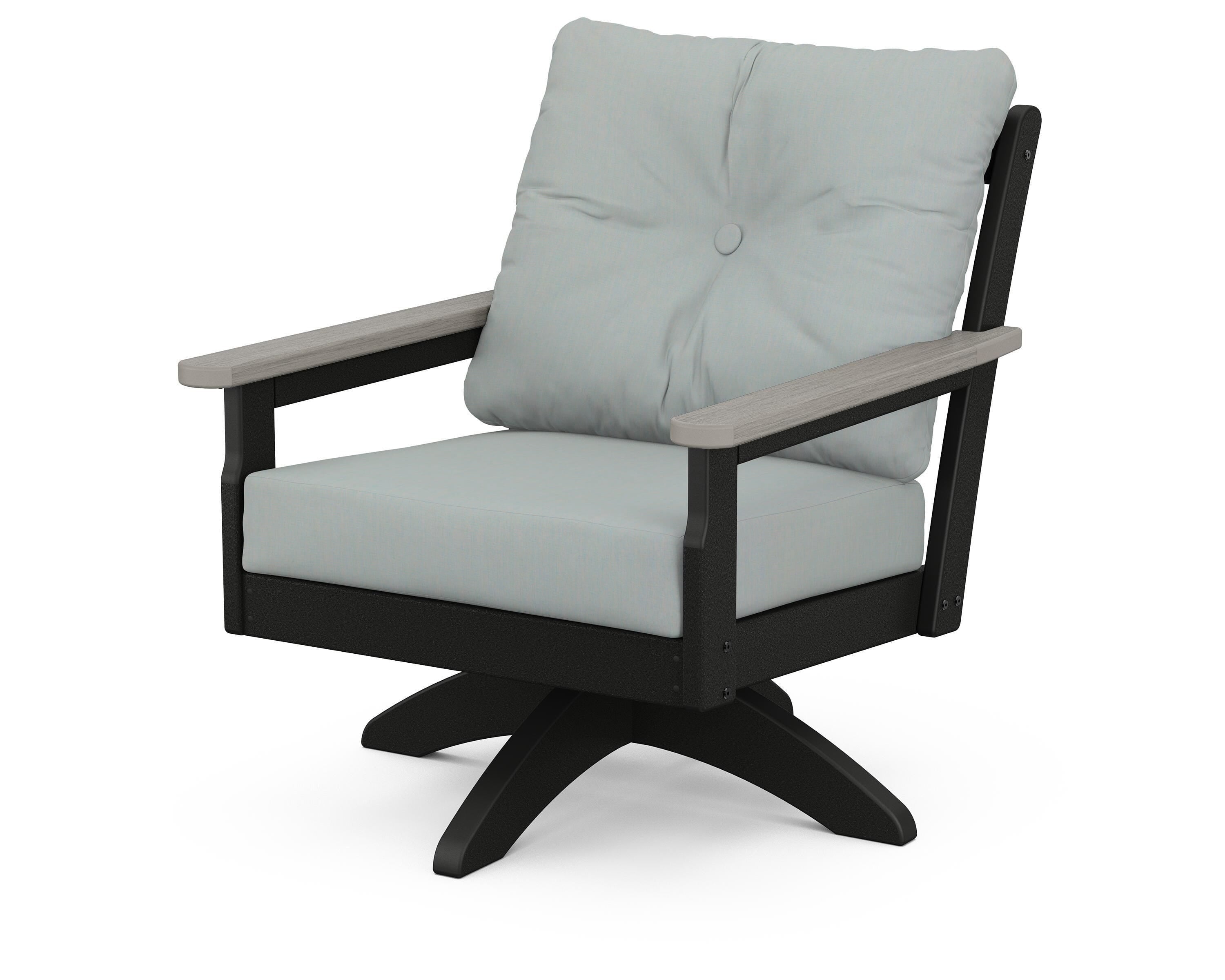 POLYWOOD® Vineyard Deep Seating Swivel Chair in Black / Driftwood / Spa