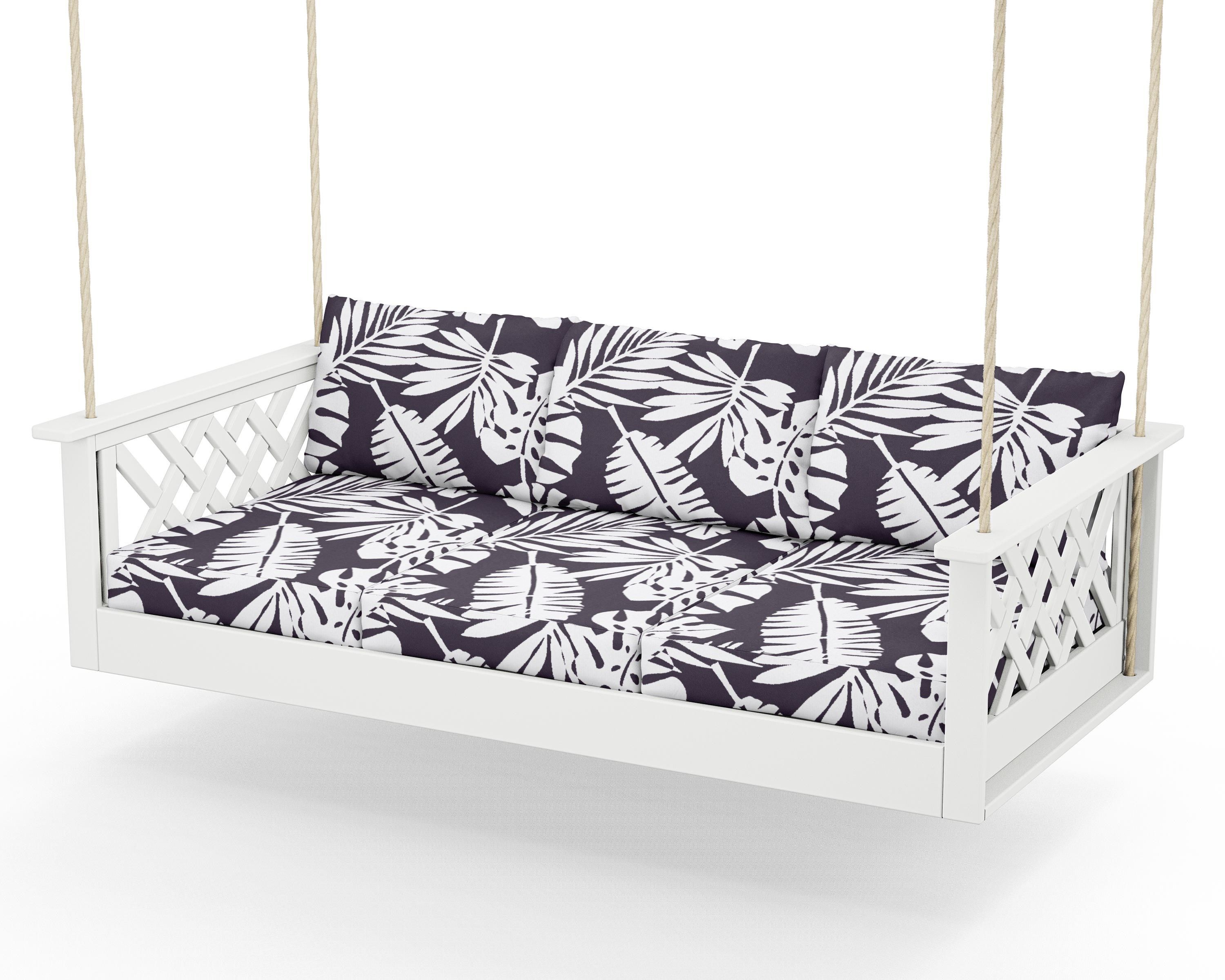 Country Living Wovendale Daybed Swing in White / Leaf Navy