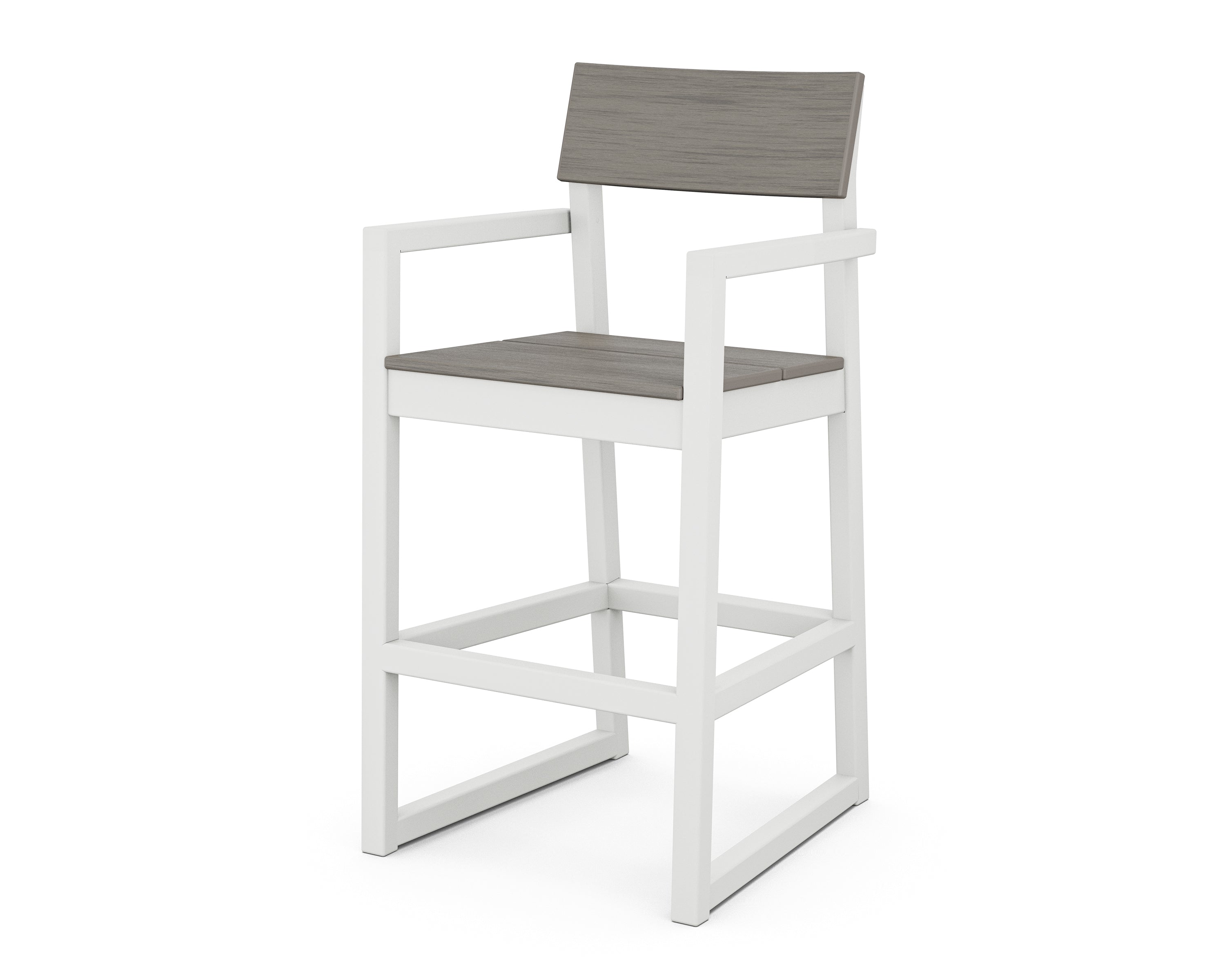 POLYWOOD® EDGE Bar Arm Chair in White / Driftwood