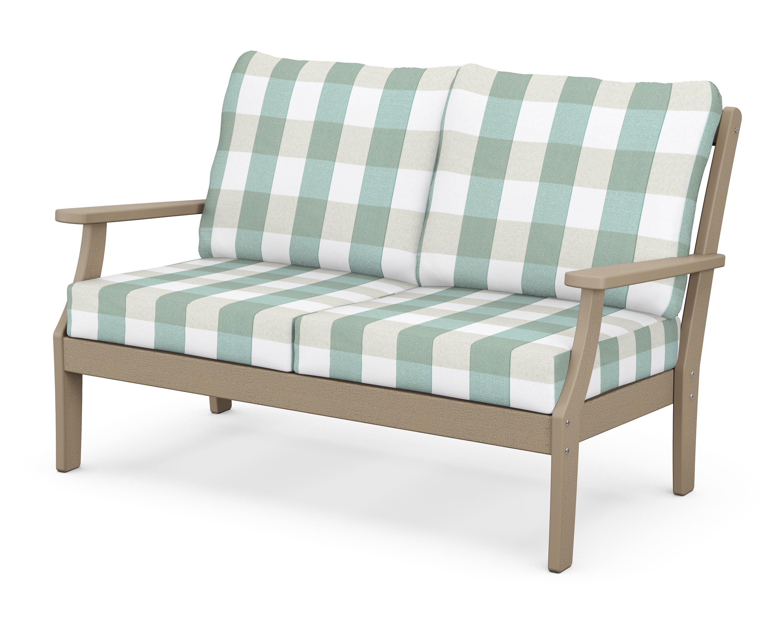 POLYWOOD® Braxton Deep Seating Loveseat in Vintage Sahara / Buffalo Plaid Glacier Spa
