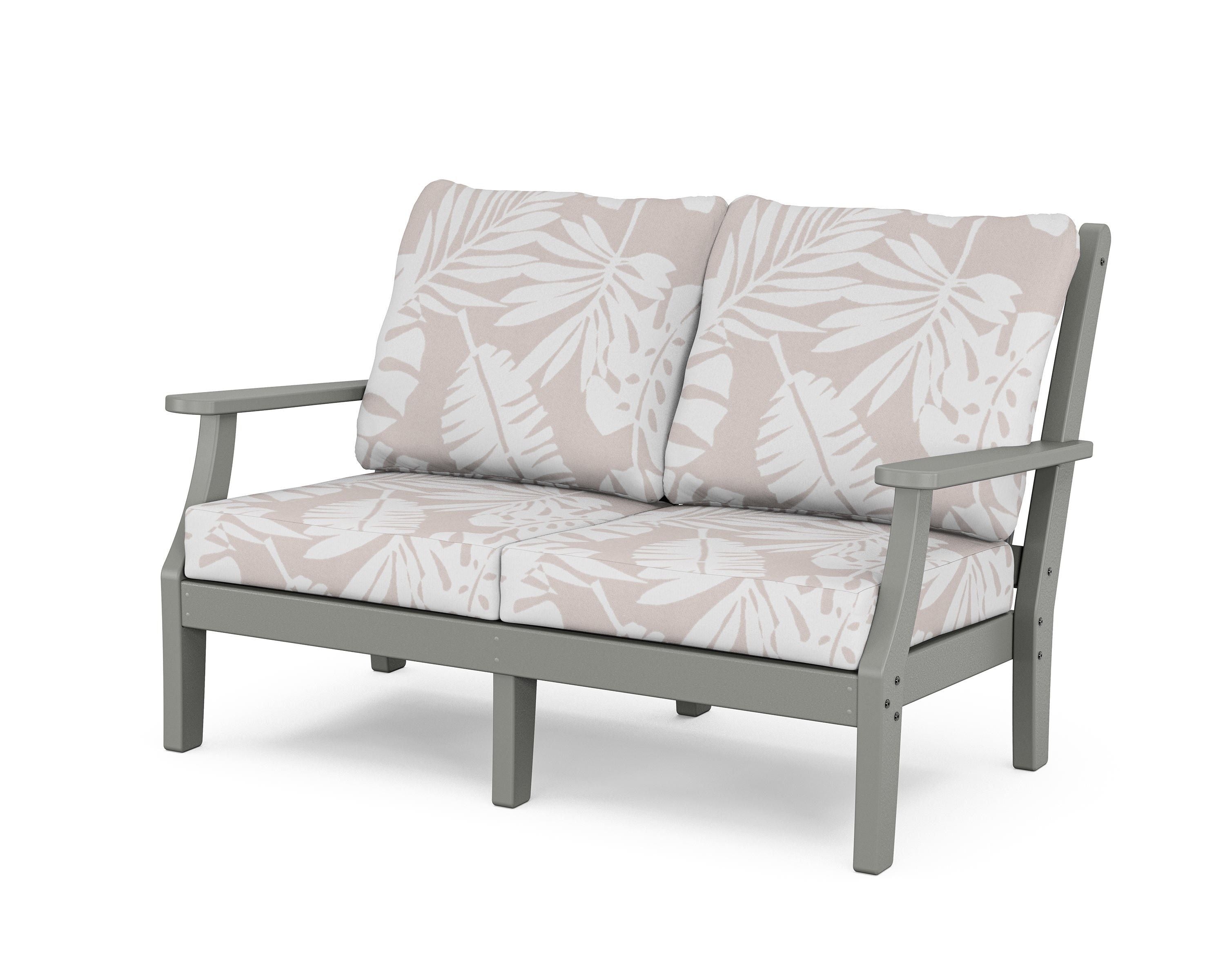 Country Living Wovendale Deep Seating Loveseat in Slate Grey / Leaf Dune Burlap