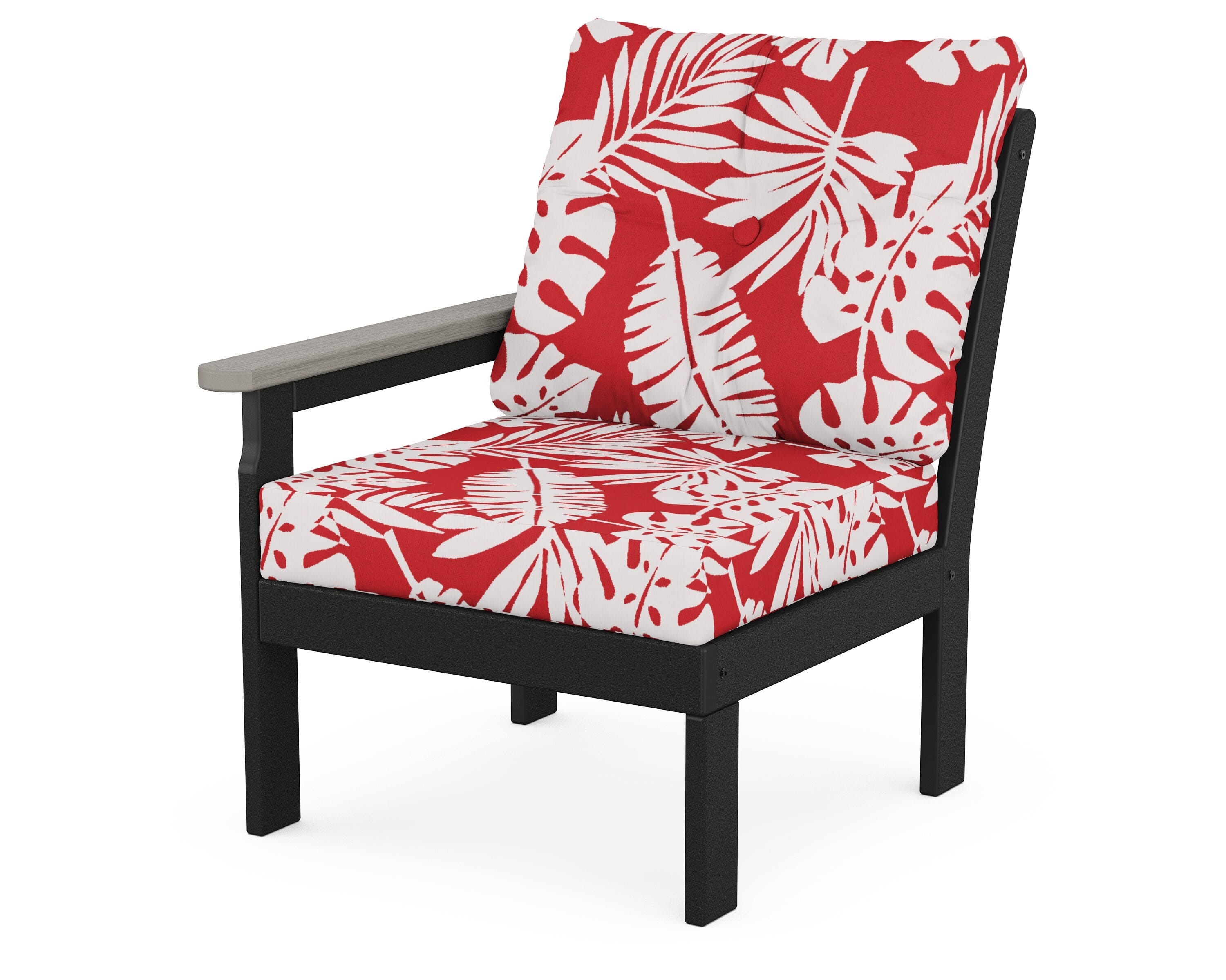 POLYWOOD® Vineyard Modular Left Arm Chair in Black / Driftwood / Leaf Crimson