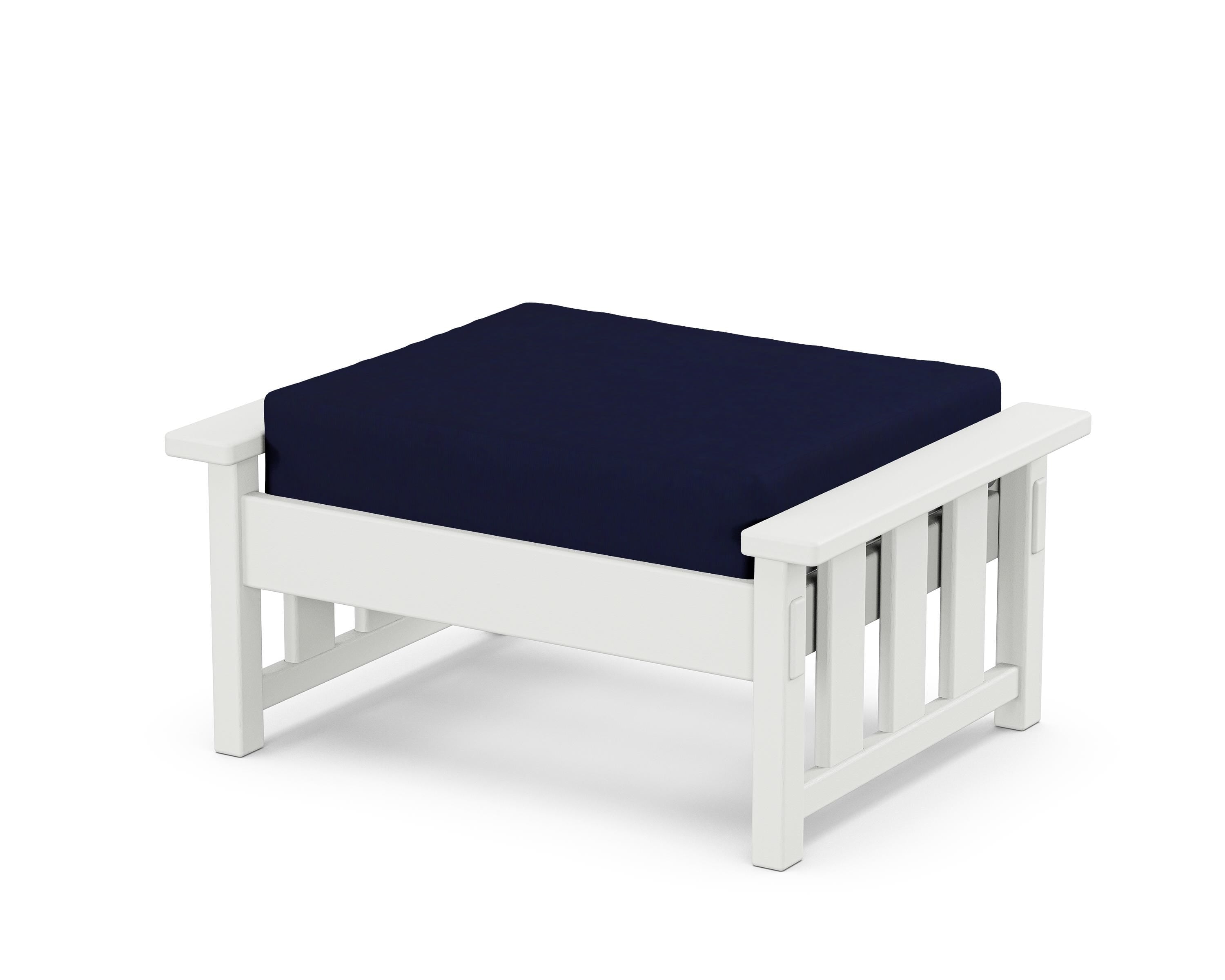 Martha Stewart by POLYWOOD® Acadia Deep Seating Ottoman in White / Navy