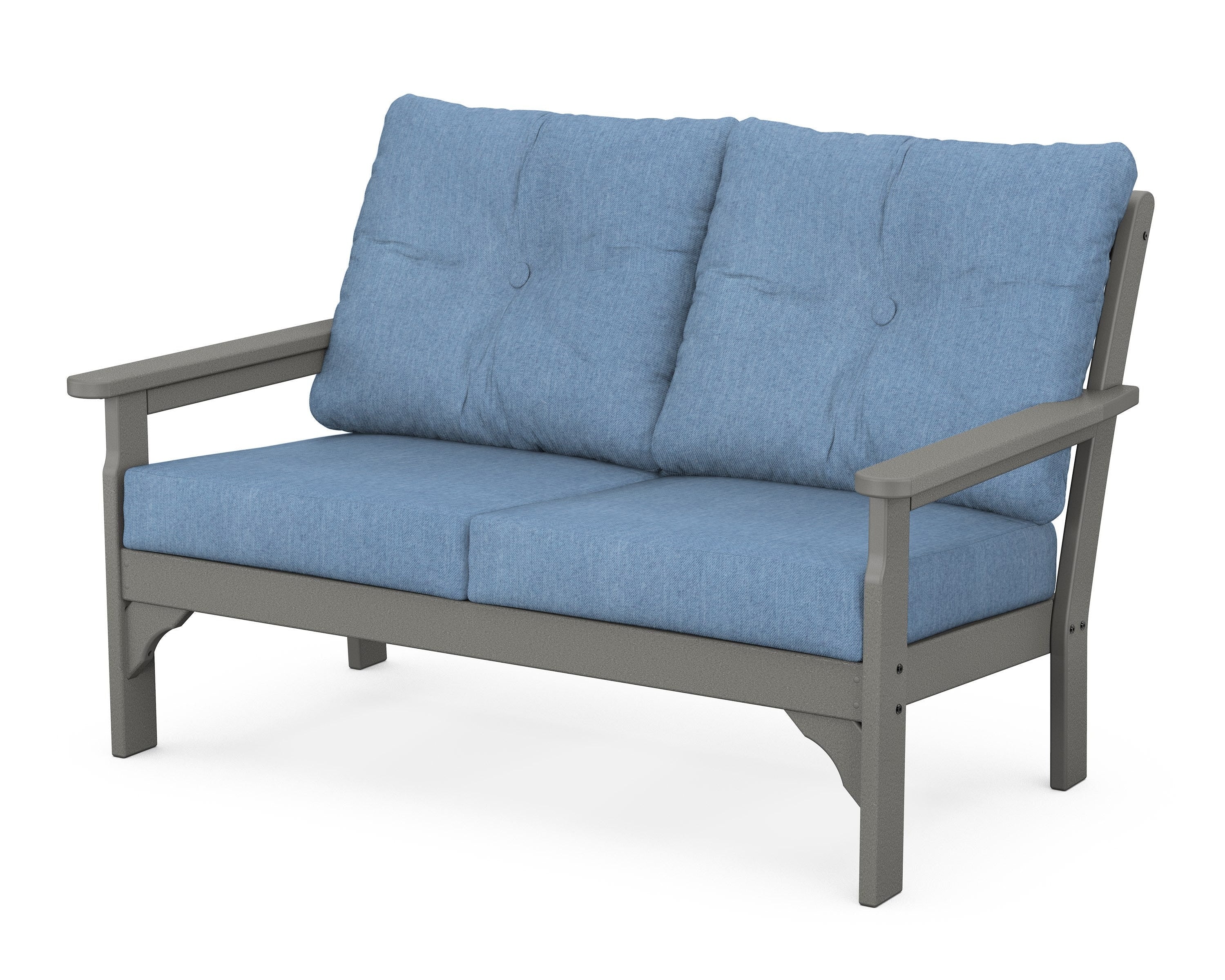 POLYWOOD® Vineyard Deep Seating Loveseat in Slate Grey / Sky Blue