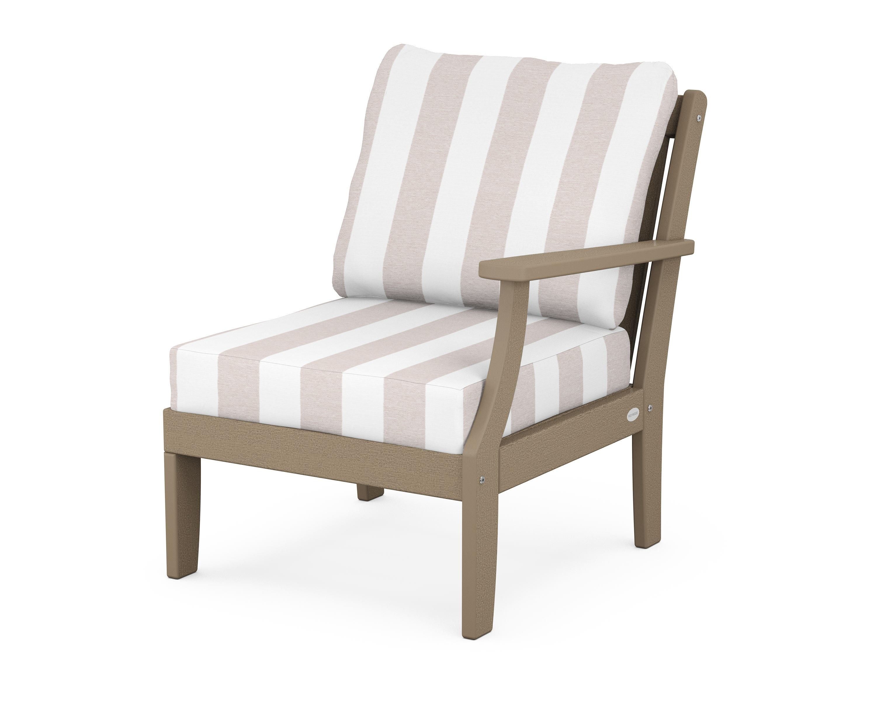 POLYWOOD® Braxton Modular Right Arm Chair in Vintage Sahara / Cabana Stripe Dune Burlap