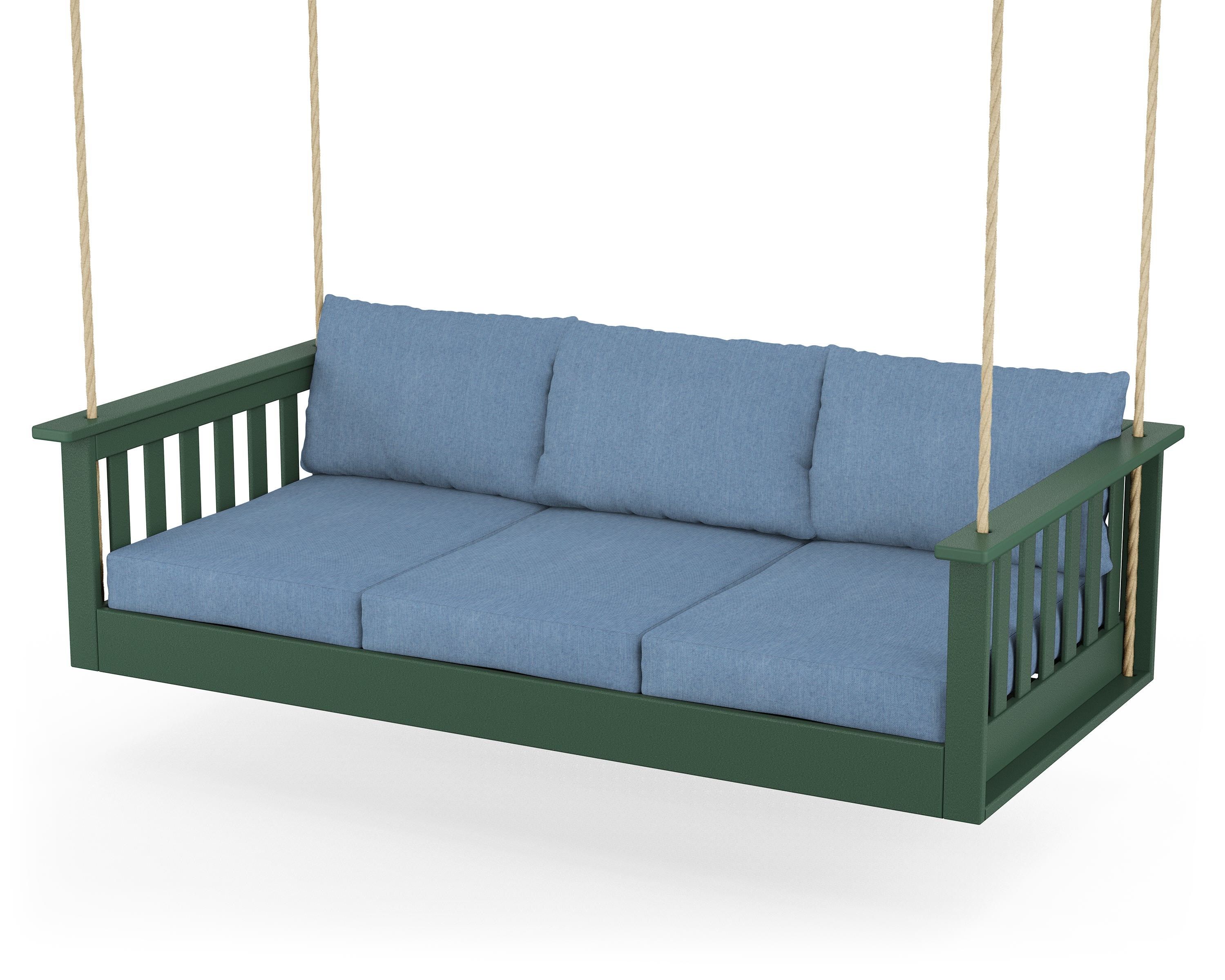 POLYWOOD® Vineyard Daybed Swing in Green / Sky Blue