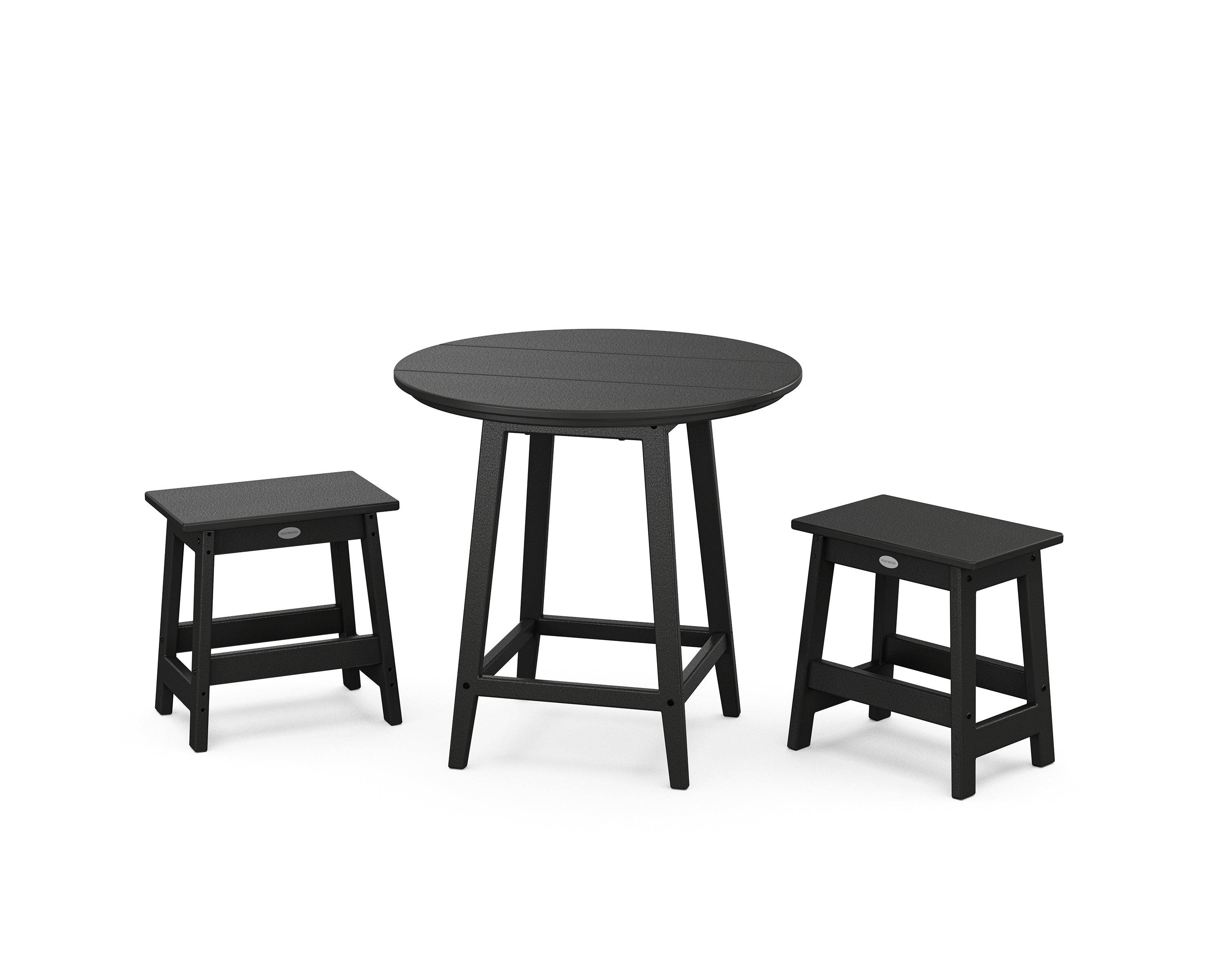 POLYWOOD® Modern Studio Stool 3-Piece Round Bistro Set in Black