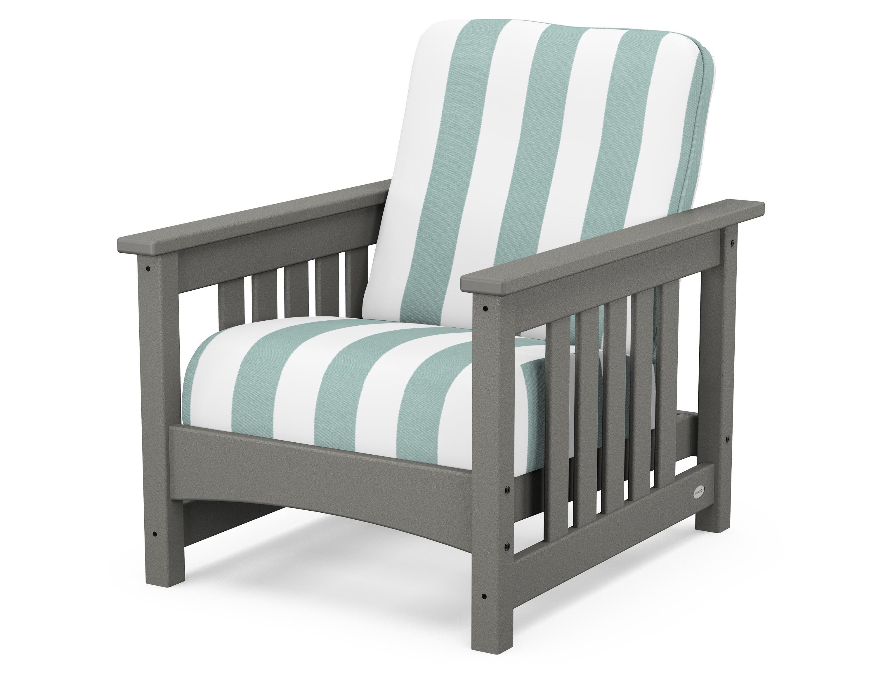 POLYWOOD® Club Mission Chair in Slate Grey / Cabana Stripe Glacier Spa