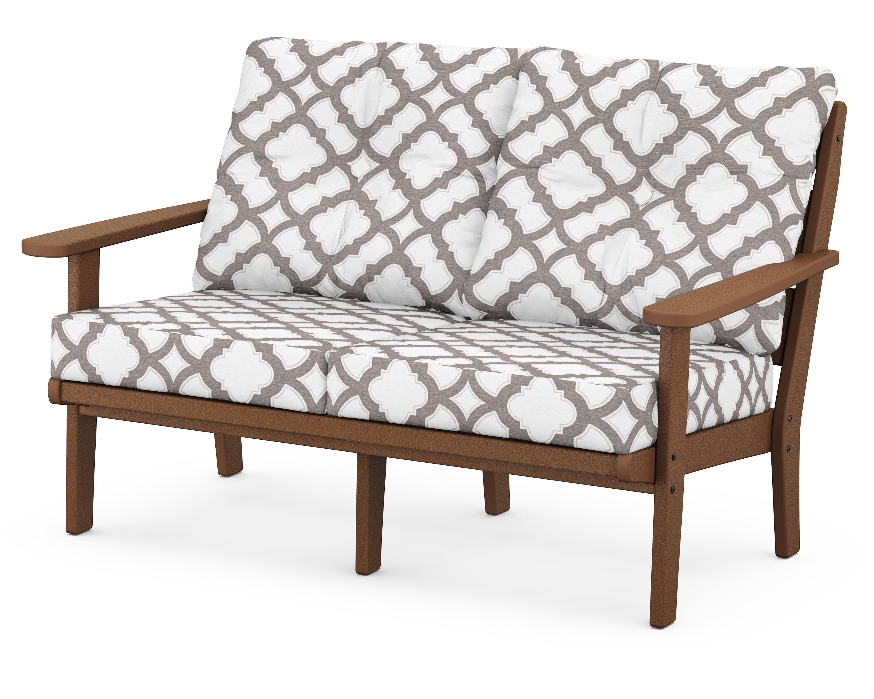 POLYWOOD® Lakeside Deep Seating Loveseat in Teak / Trellis Grey Mist
