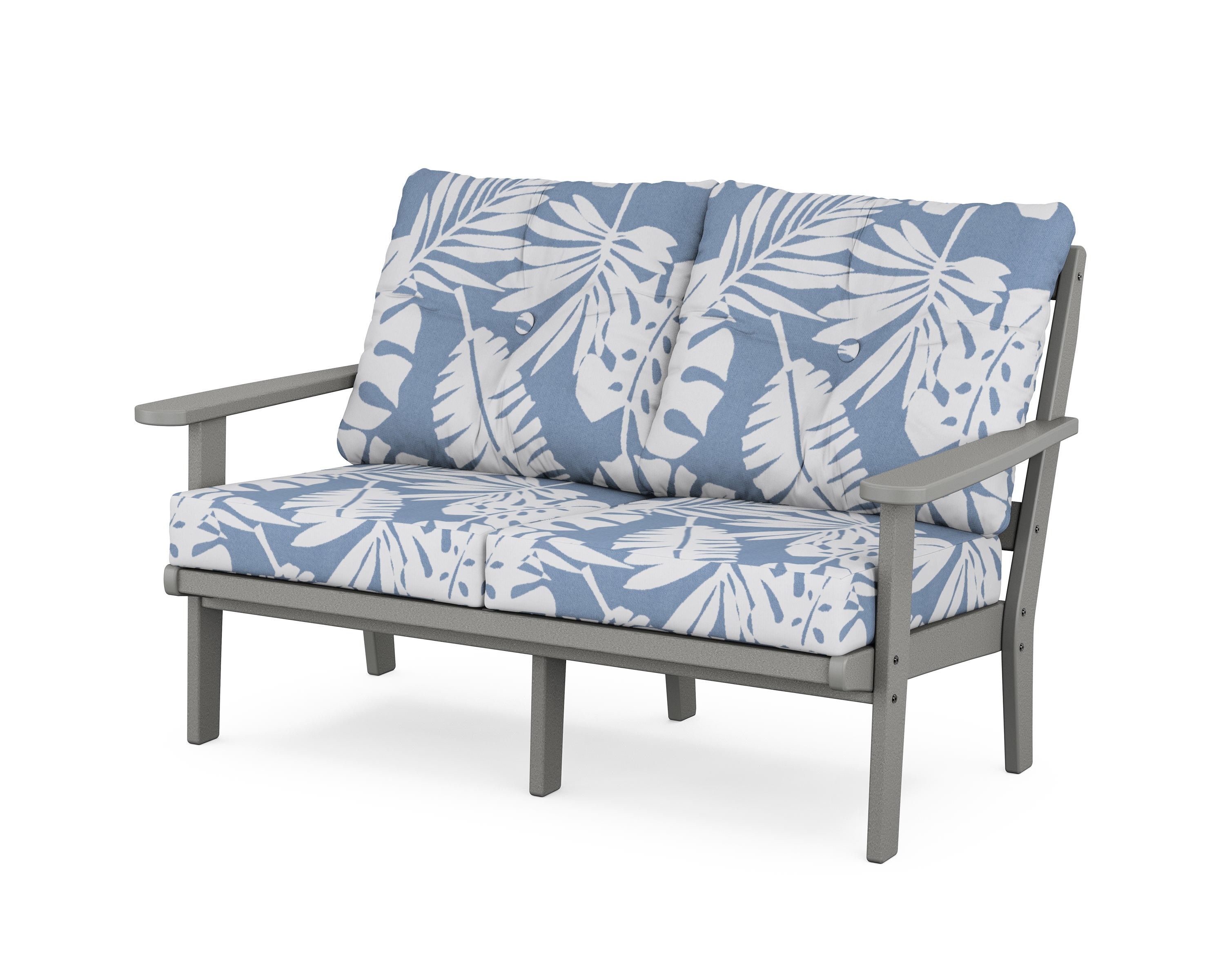 POLYWOOD® Mission Deep Seating Loveseat in Slate Grey / Leaf Sky Blue