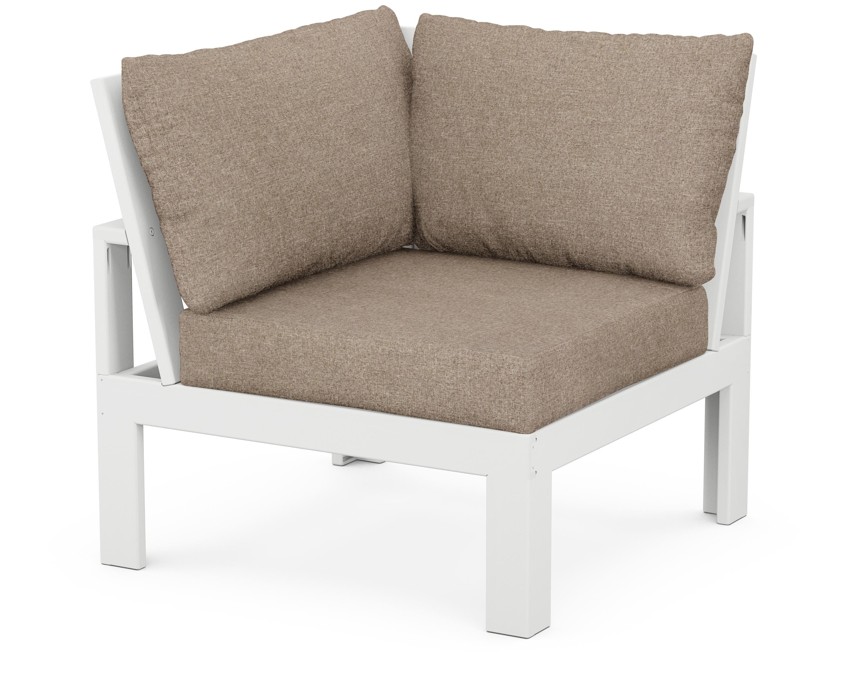 Unbranded Modular Corner Chair in White / Spiced Burlap
