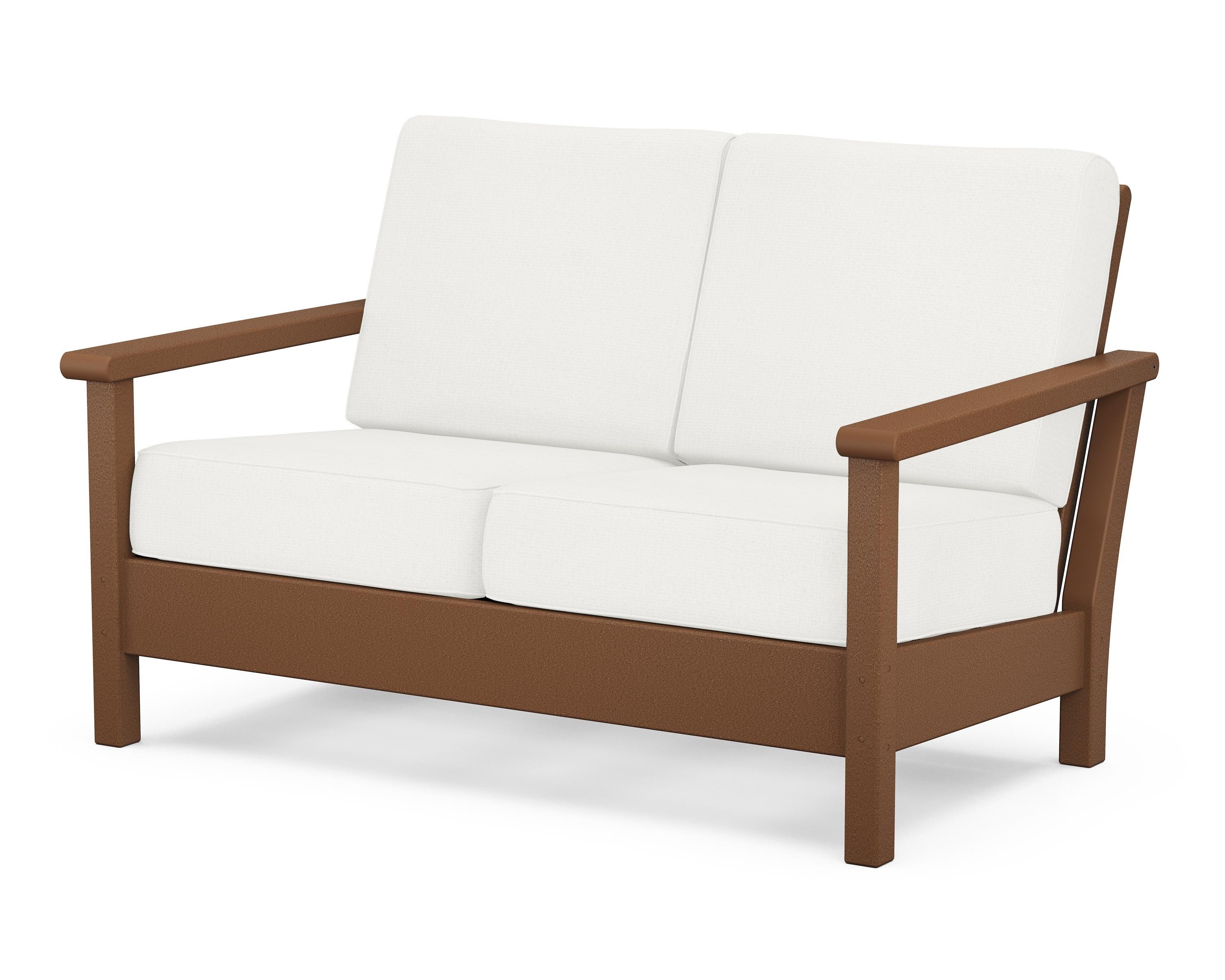 POLYWOOD® Harbour Deep Seating Loveseat in Teak / Natural Linen