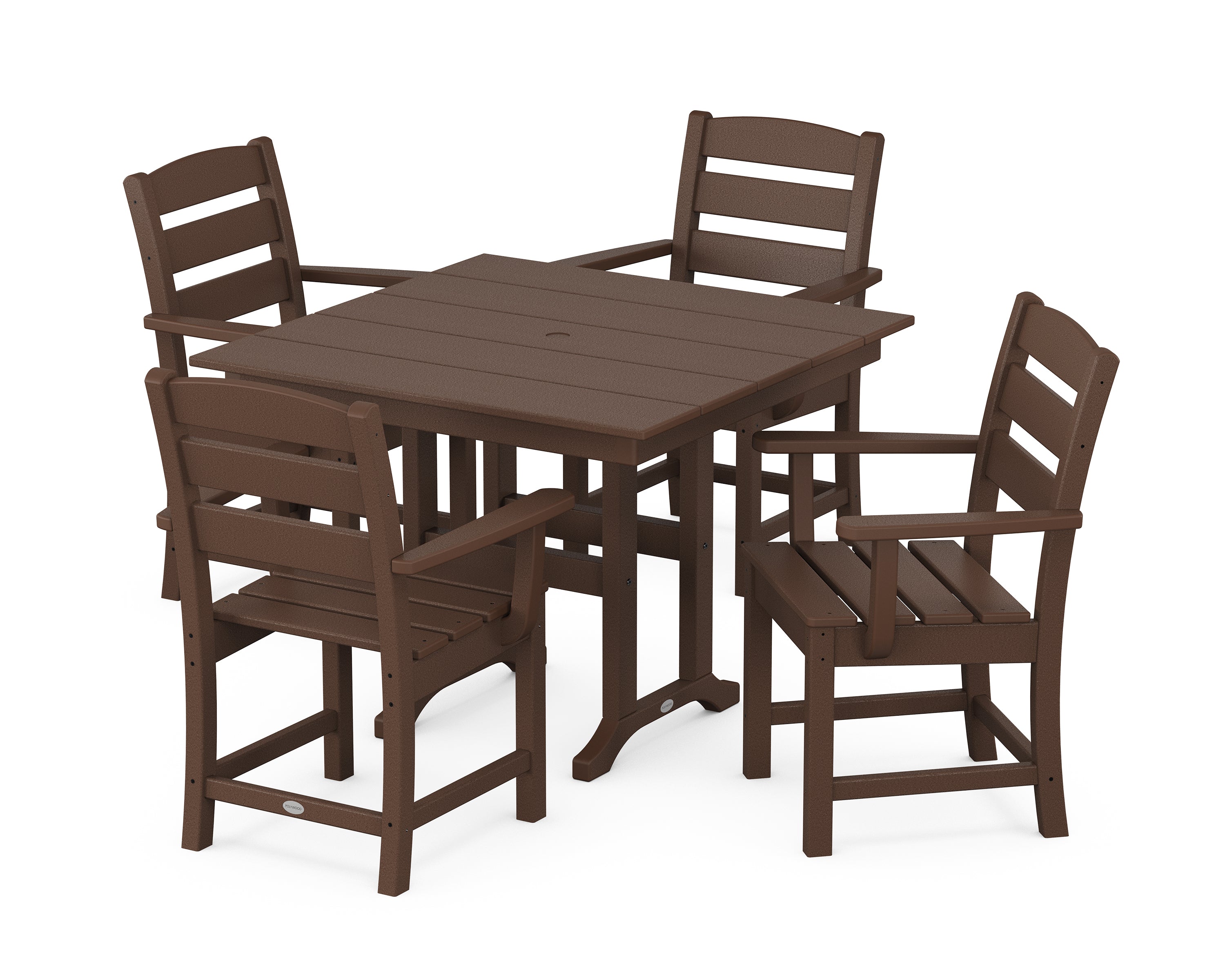 POLYWOOD® Lakeside 5-Piece Farmhouse Dining Set in Mahogany