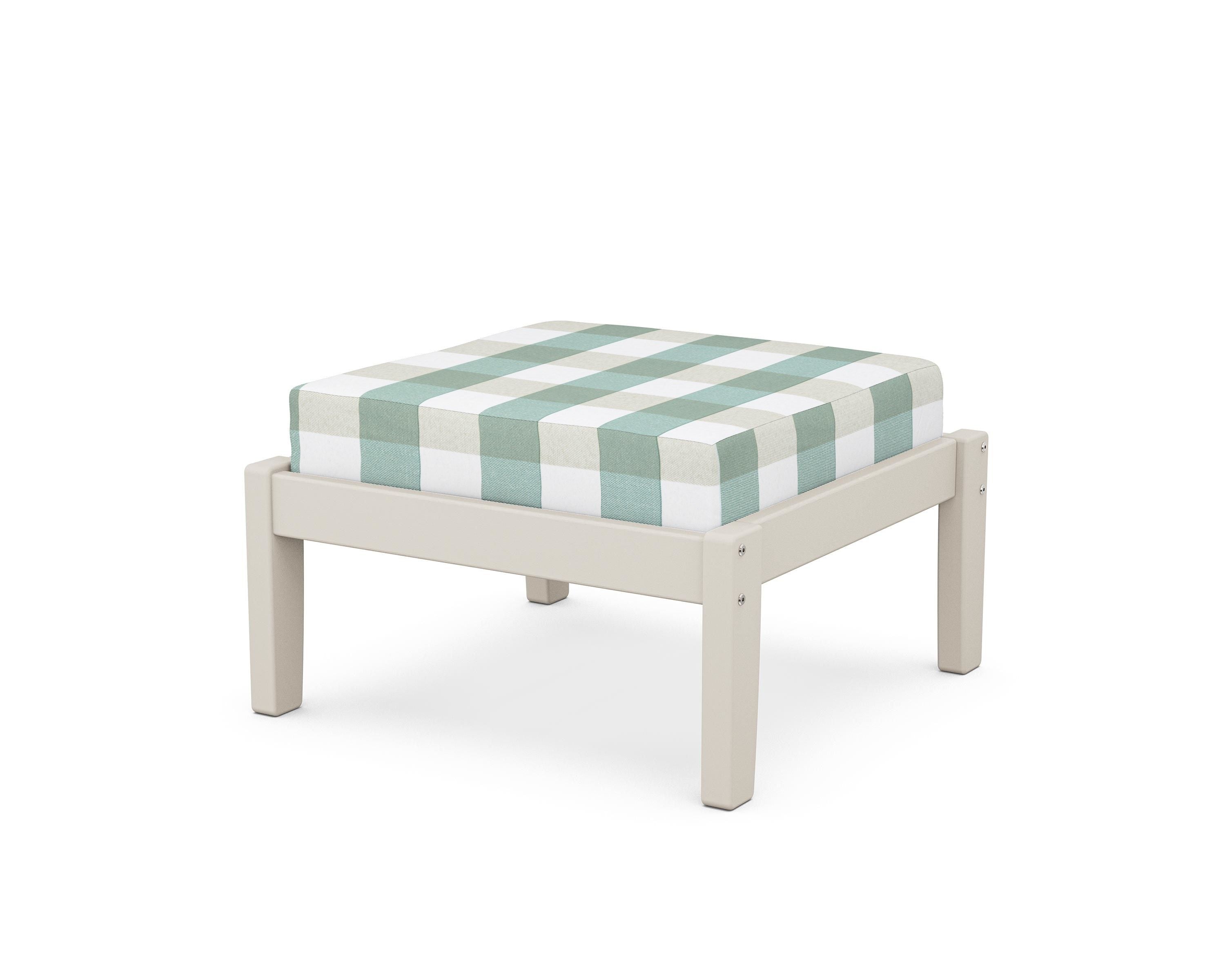 Unbranded Deep Seating Ottoman in Sand / Buffalo Plaid Glacier Spa