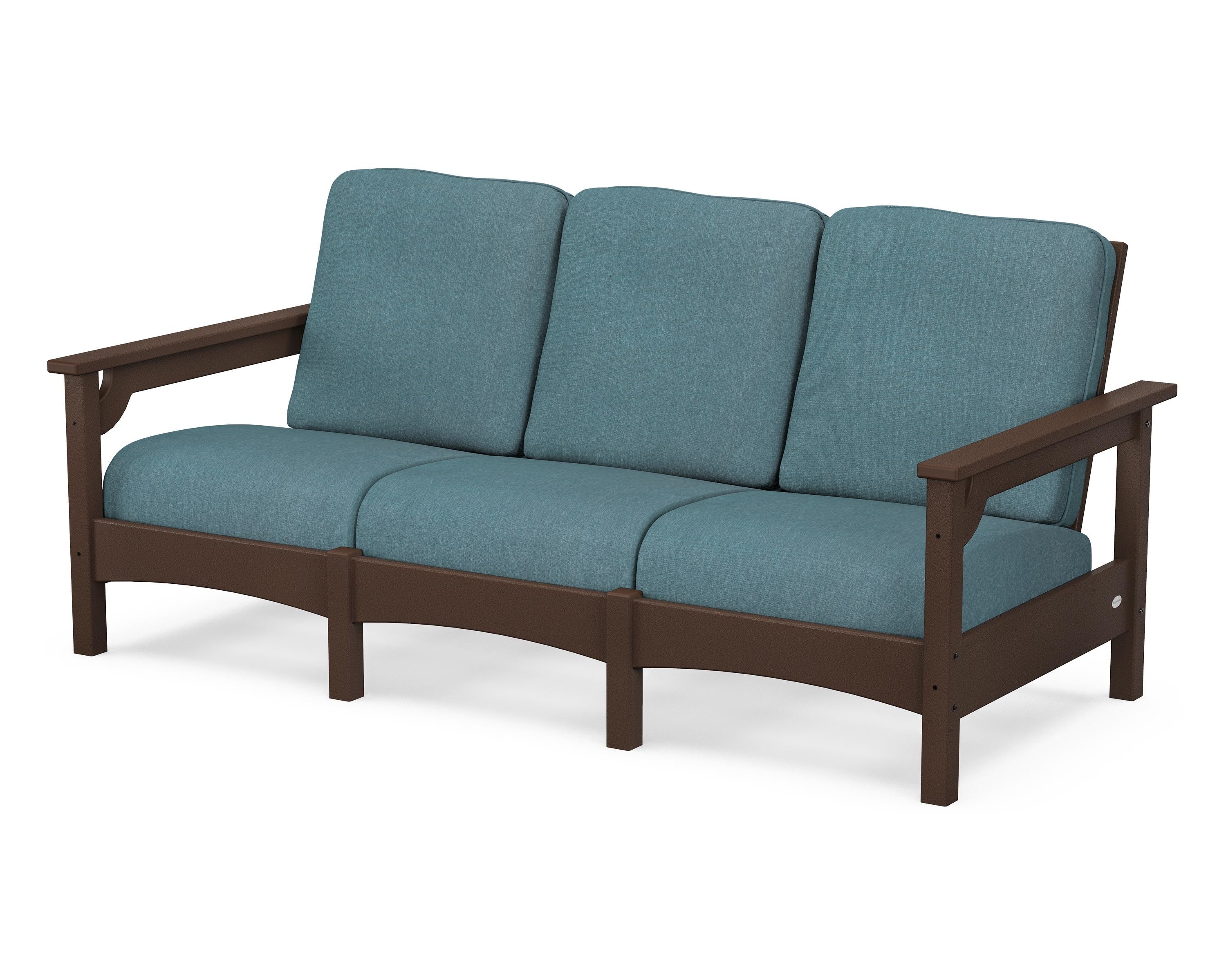 POLYWOOD® Club Sofa in Mahogany / Ocean Teal