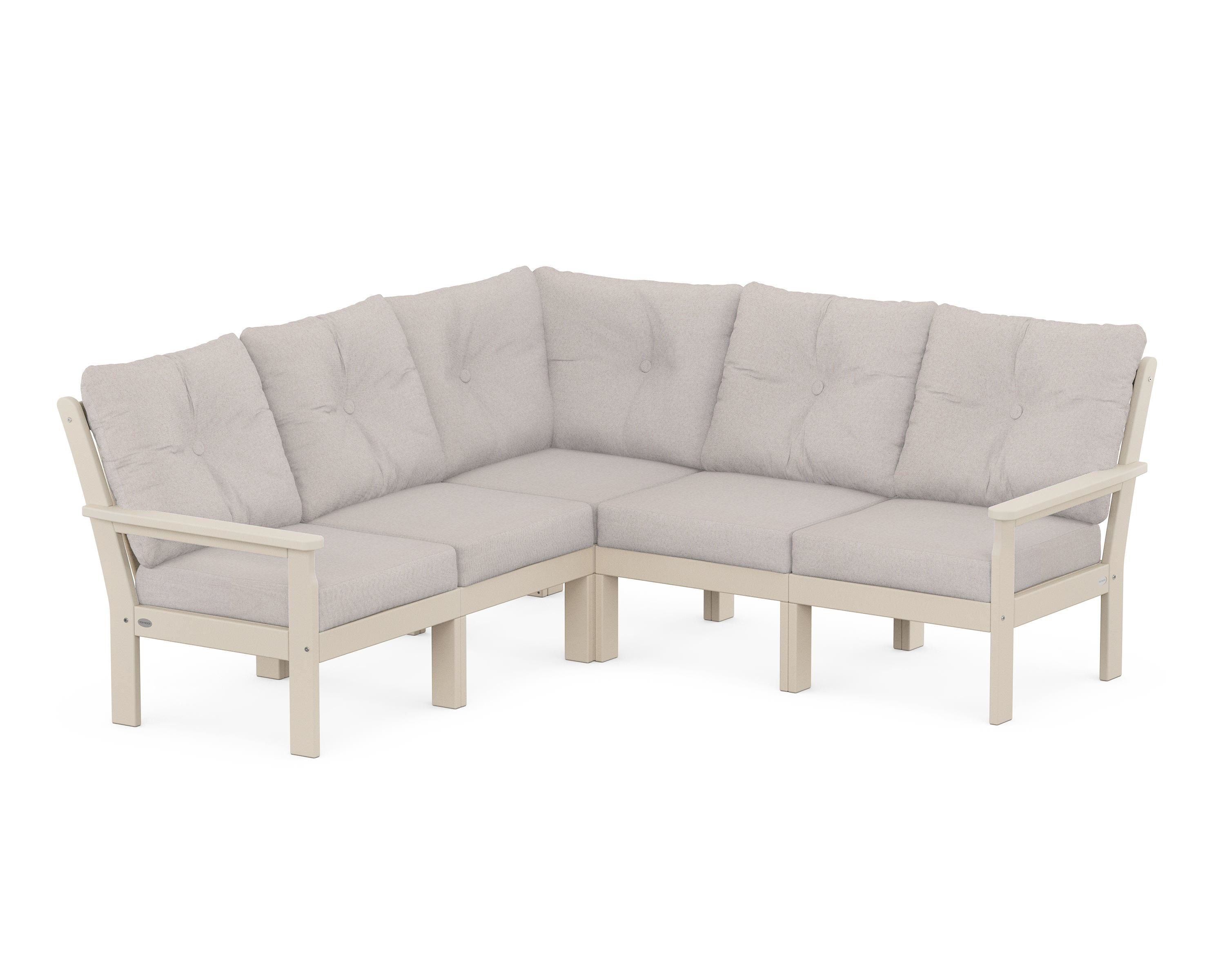 POLYWOOD® Vineyard 5-Piece Sectional in Sand / Dune Burlap