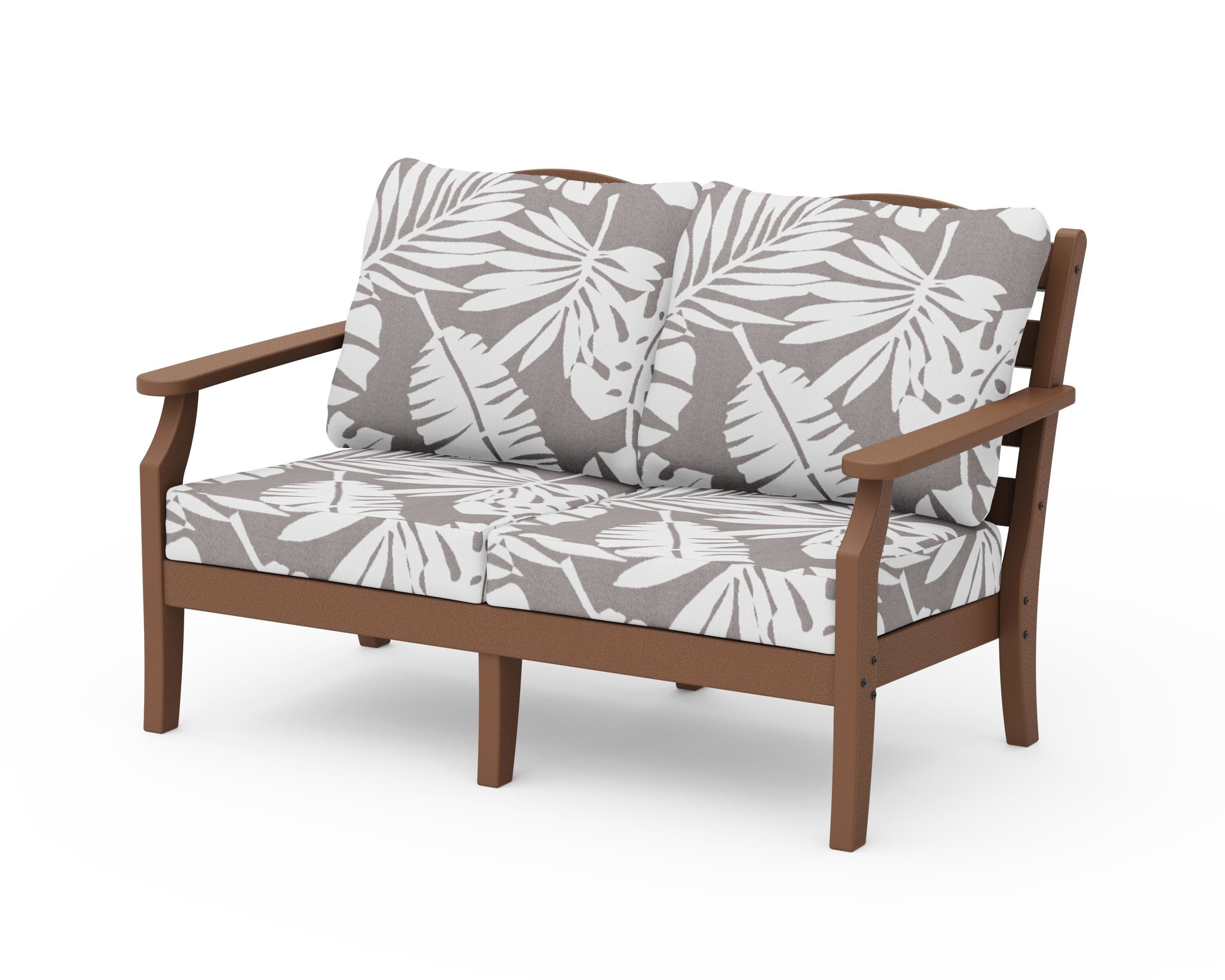 Draper James™ by POLYWOOD® Savannah Deep Seating Loveseat in Teak / Leaf Grey Mist