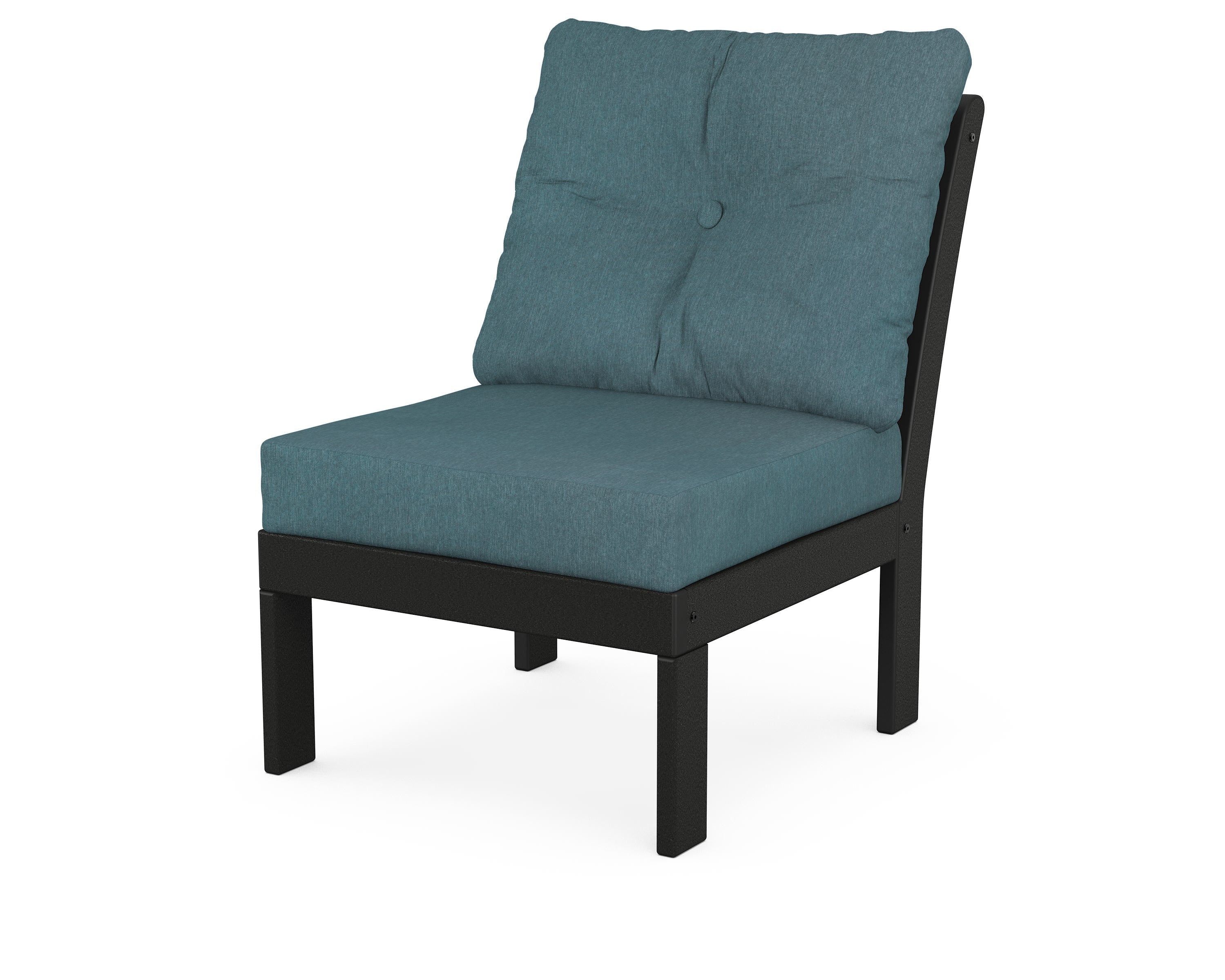 POLYWOOD® Vineyard Modular Armless Chair in Black / Ocean Teal