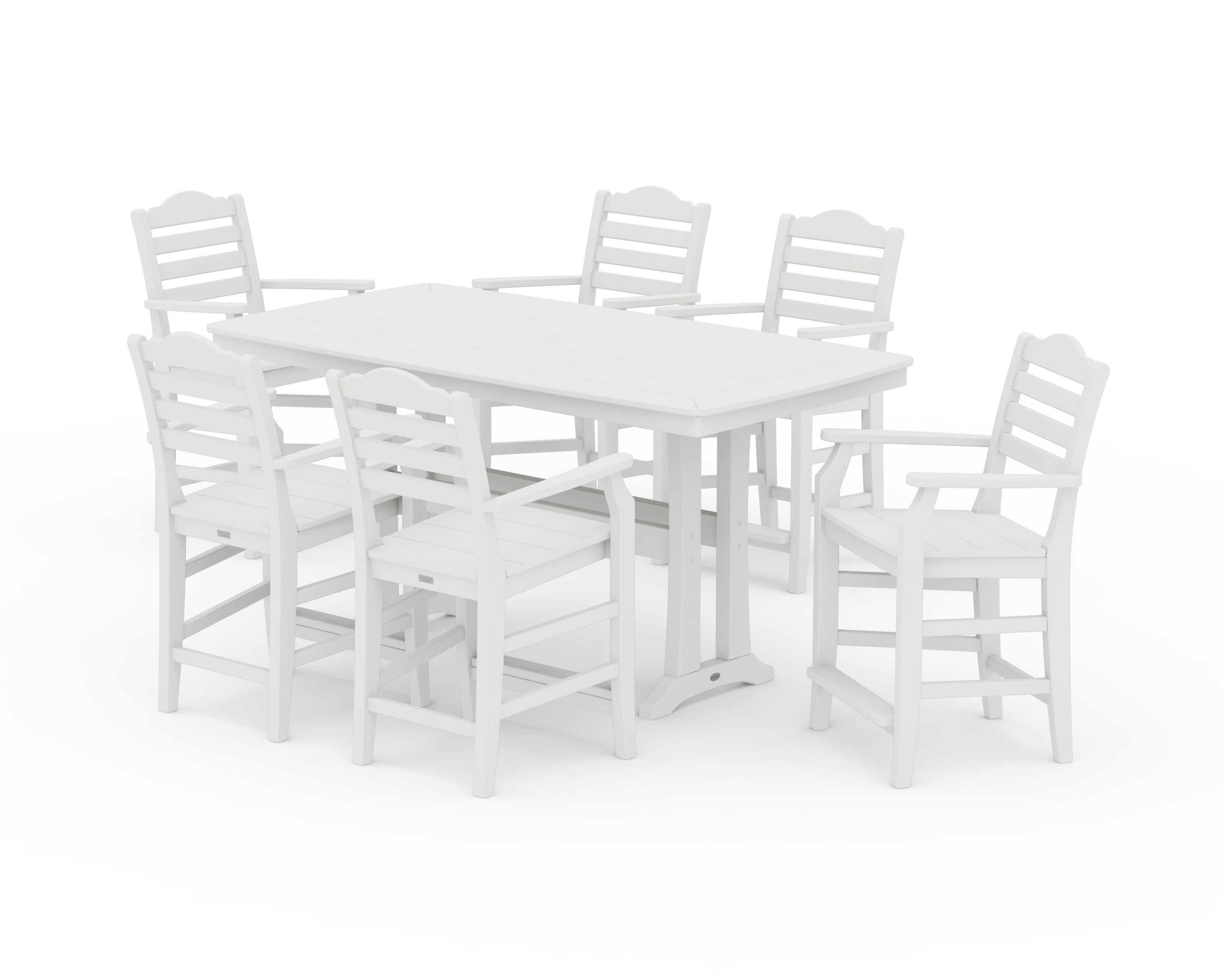 Draper James™ by POLYWOOD® Savannah Arm Chair 7-Piece Counter Set with Trestle Legs in White