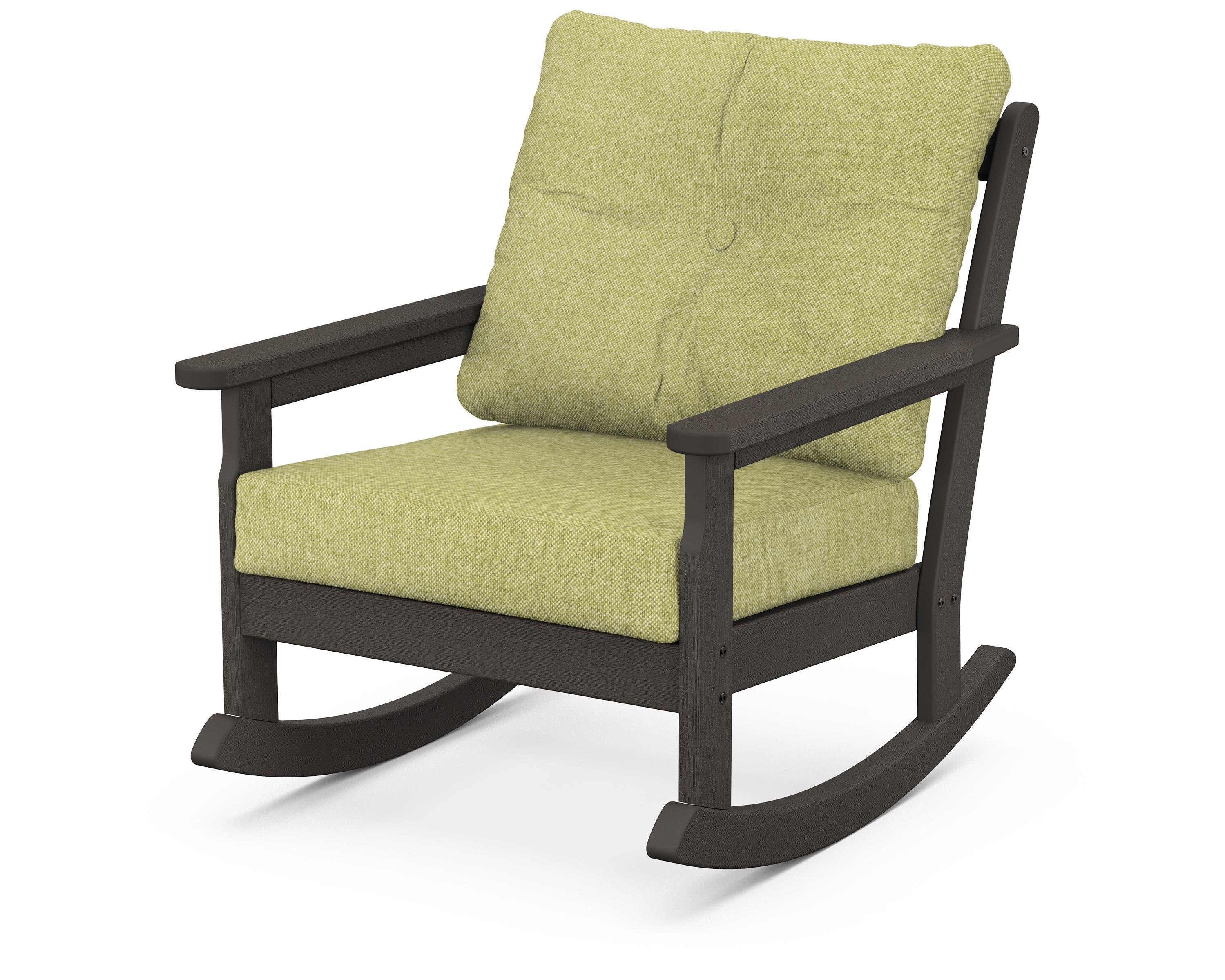 POLYWOOD® Vineyard Deep Seating Rocking Chair in Vintage Coffee / Chartreuse Boucle