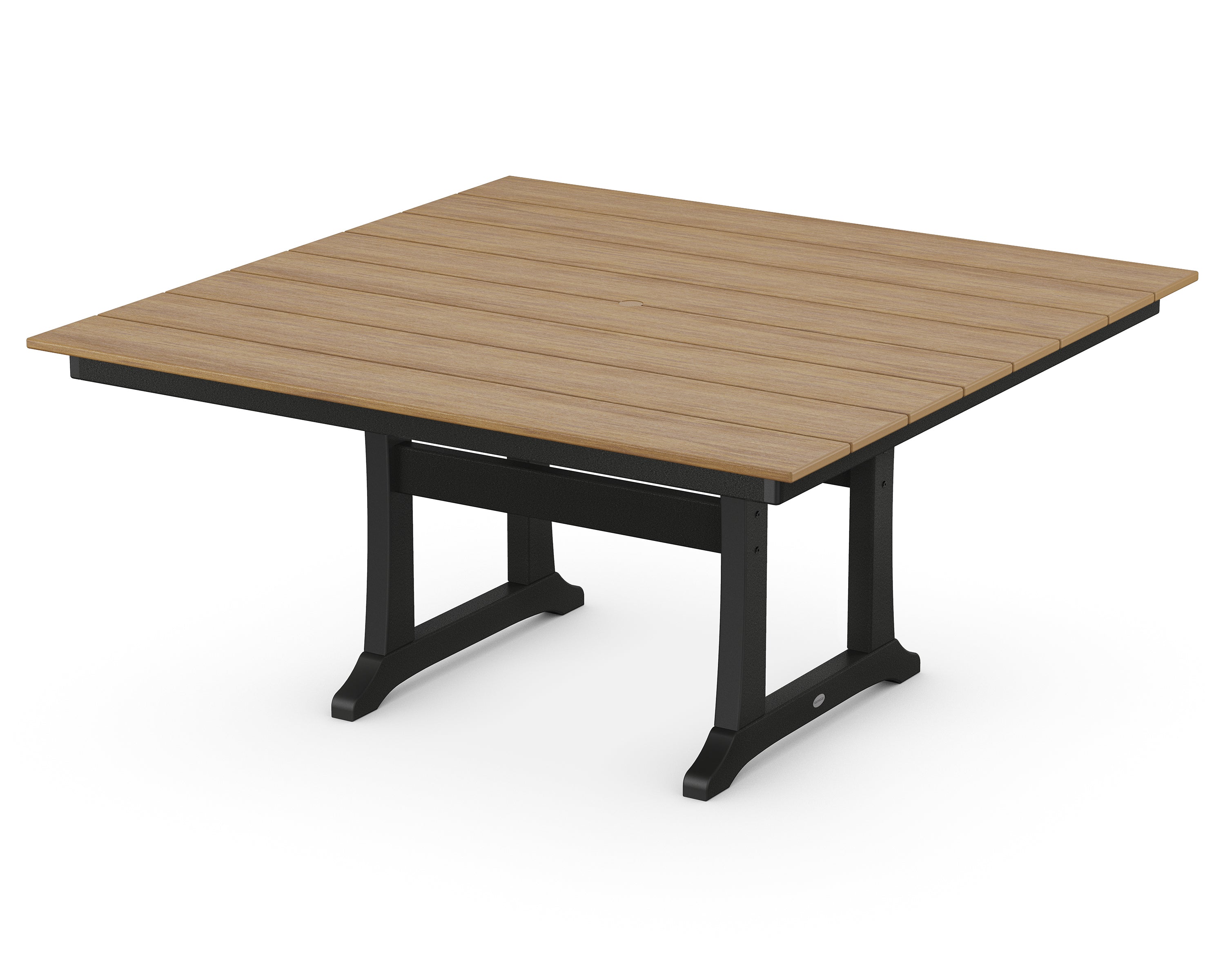POLYWOOD® Farmhouse Trestle 59" Dining Table in Black / Natural