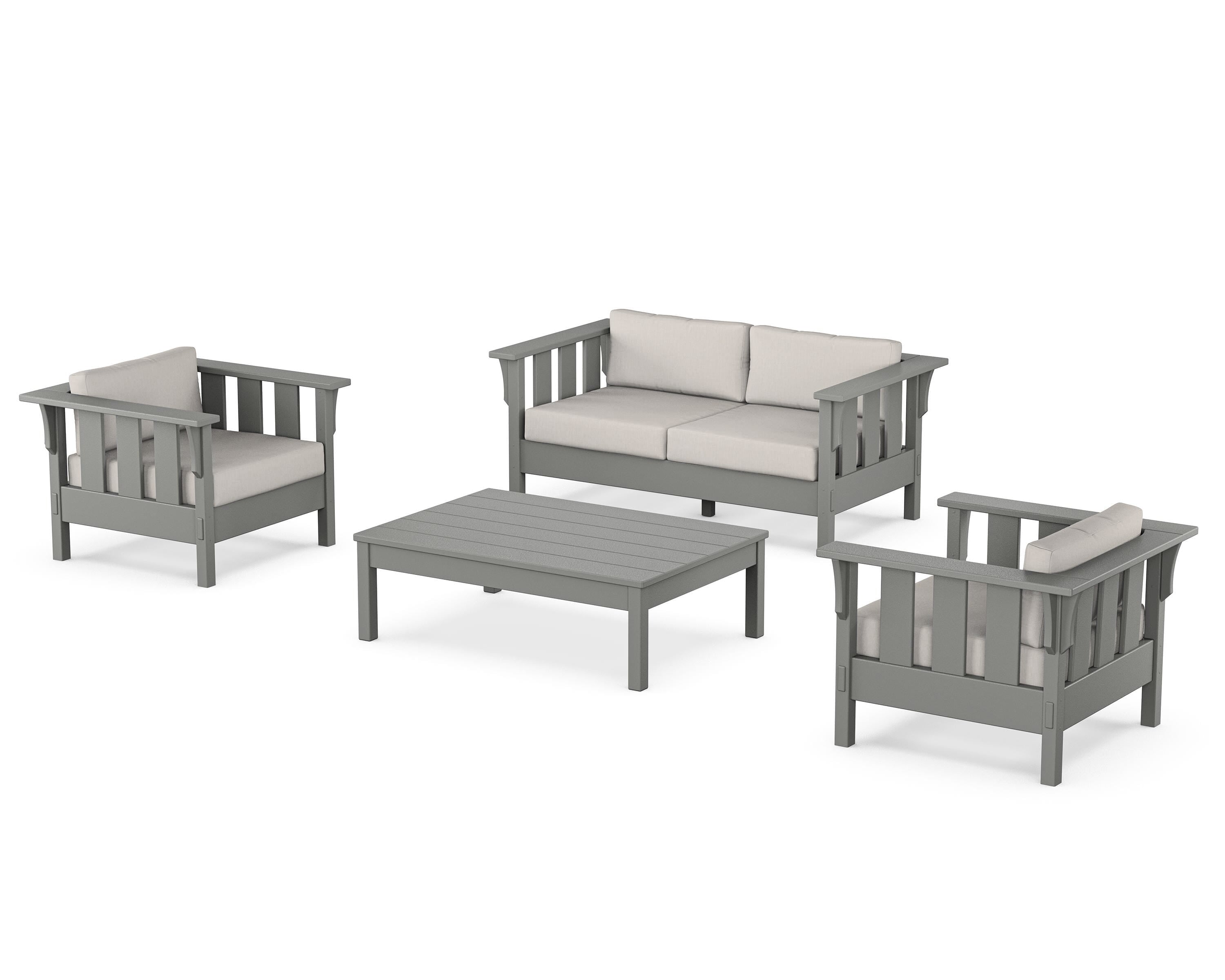 Martha Stewart by POLYWOOD® Acadia 4-Piece Deep Seating Set with Loveseat in Slate Grey / Cast Ash
