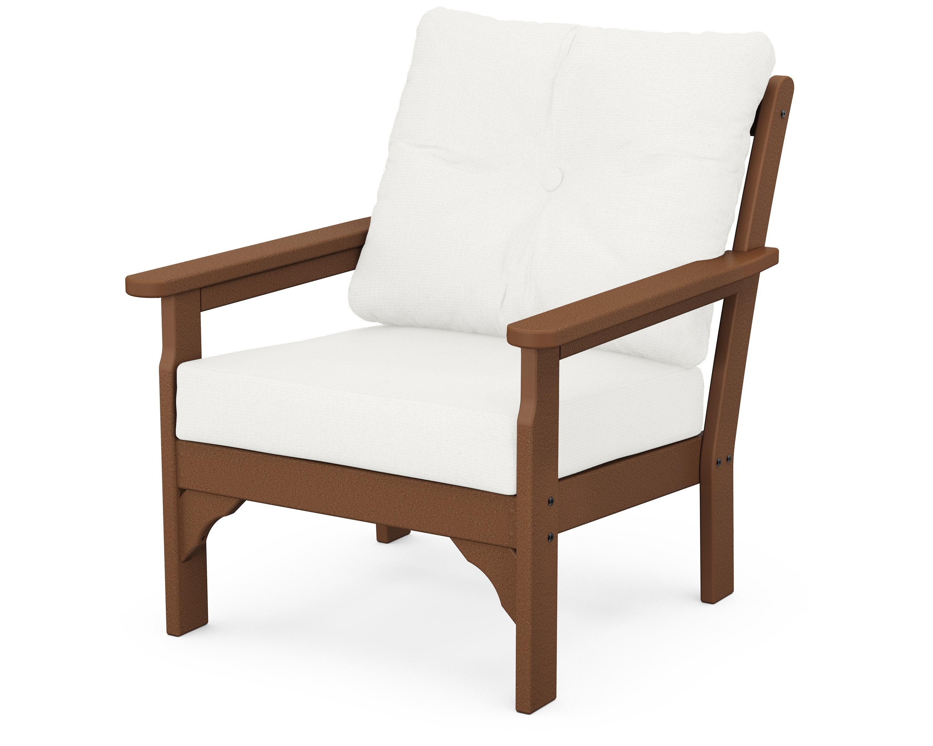 POLYWOOD® Vineyard Deep Seating Chair in Teak / Natural Linen