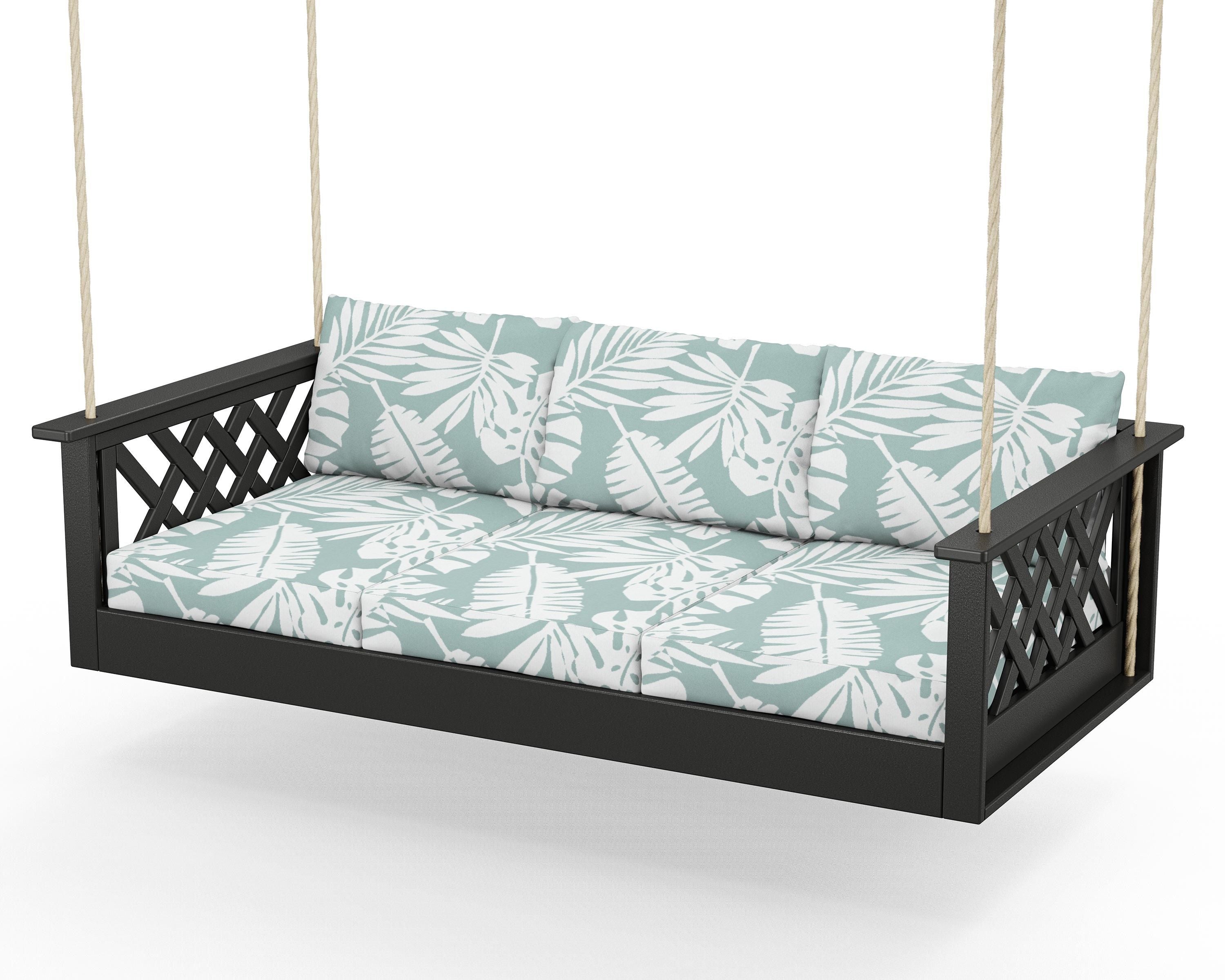 Country Living Wovendale Daybed Swing in Black / Leaf Glacier Spa