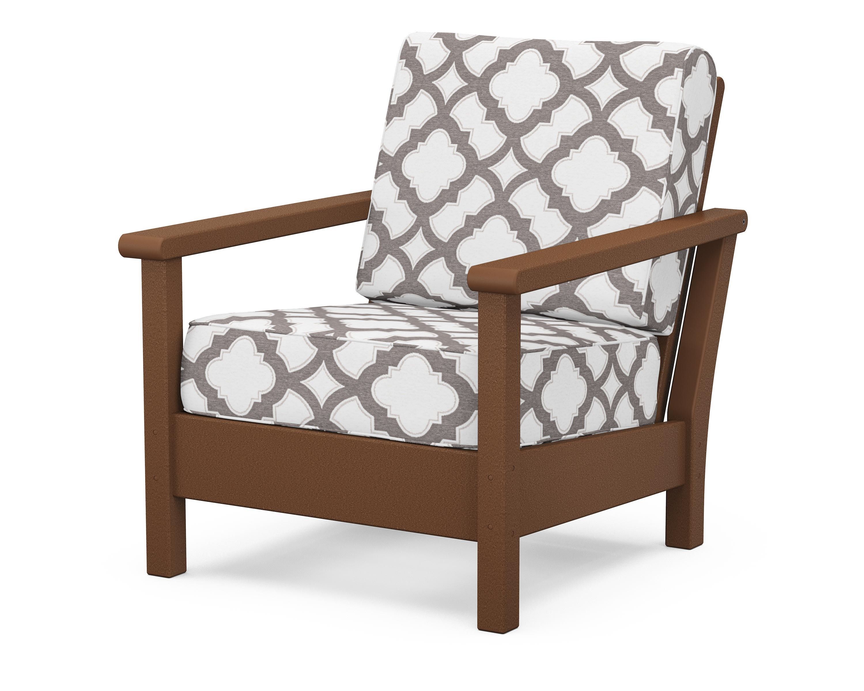 POLYWOOD® Harbour Deep Seating Chair in Teak / Trellis Grey Mist